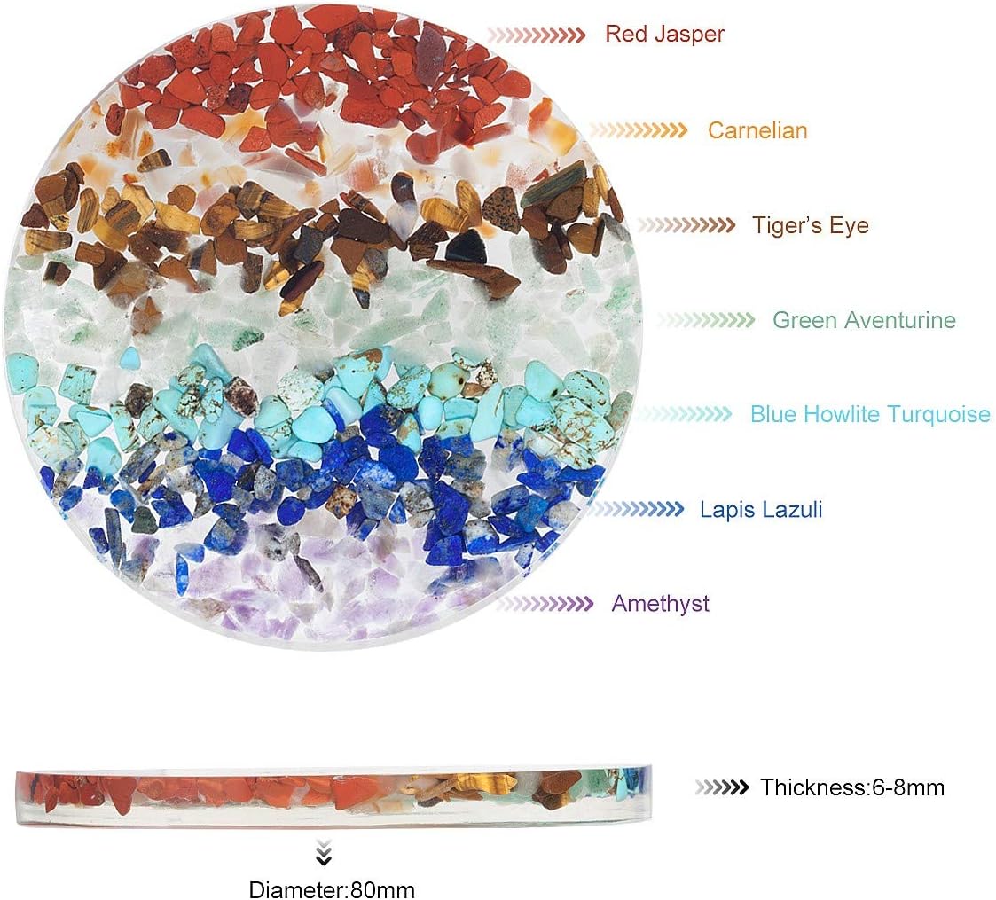 Nupuyai 7 Chakra Crystal Slice Set for Home Office