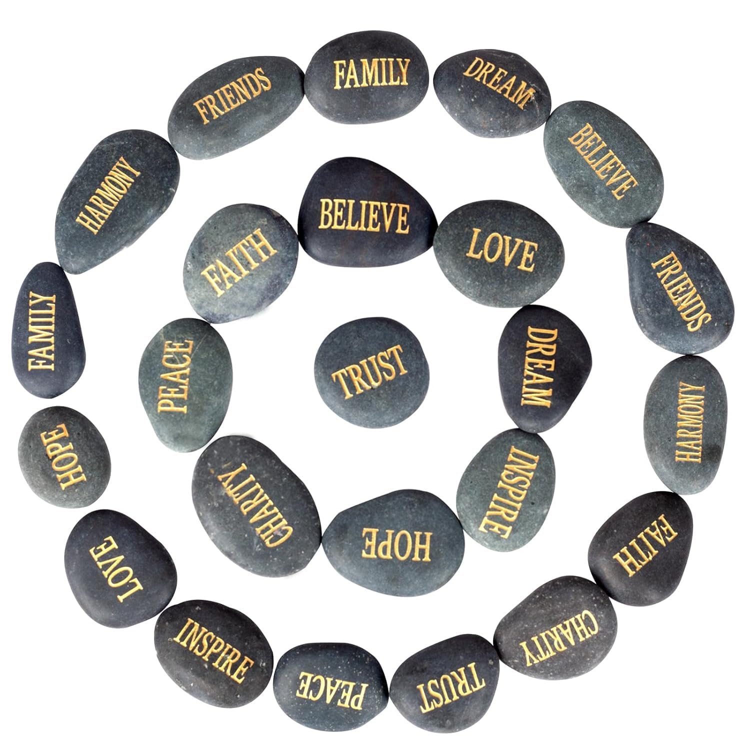DIY Rocks with Inspirational Words Black 12pcs