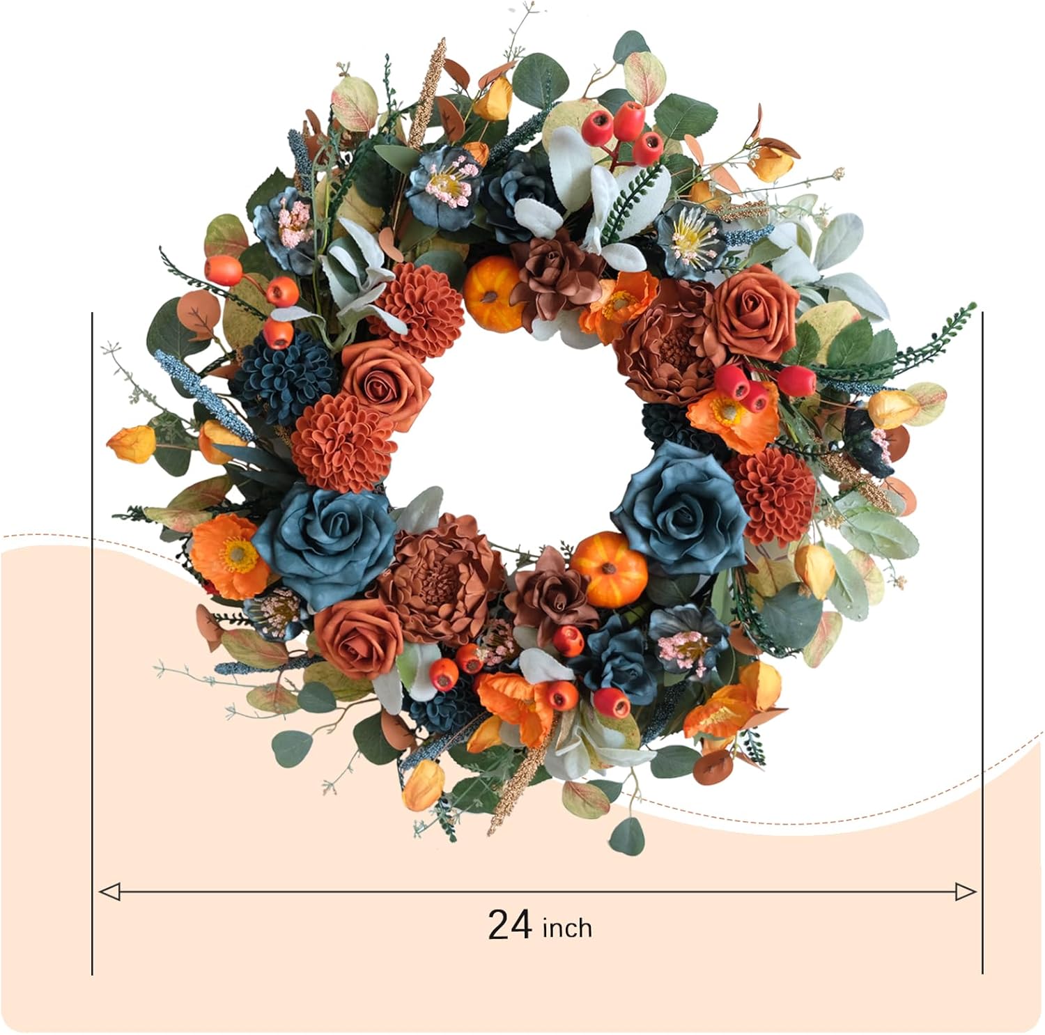 24 Inch Handcrafted Autumn Wreath Decor