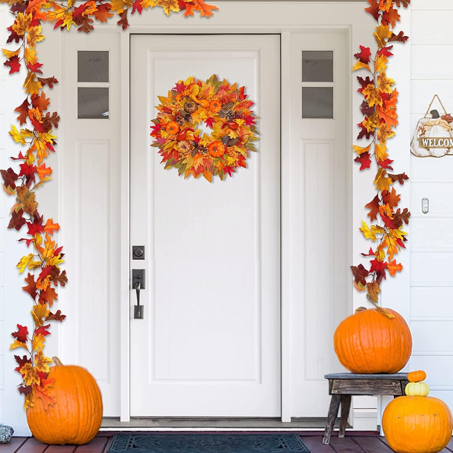 20 Inch Fall Wreath with 20 LED Lights