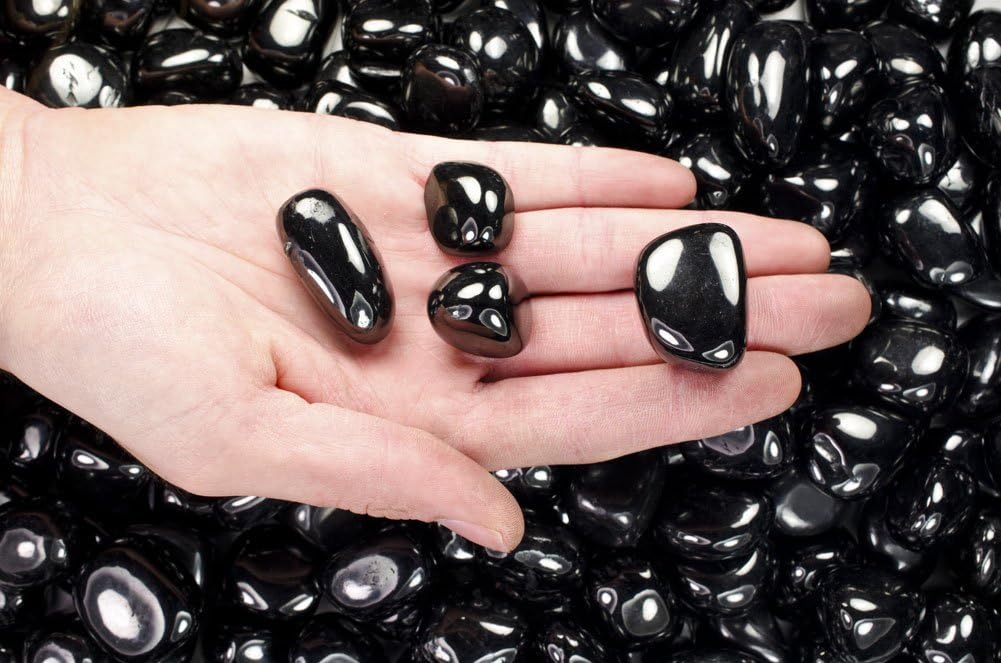 Fantasia Tumbled Black Jet Stones 1 lb - Small 075-125