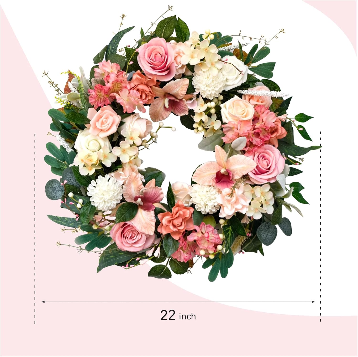 24 Inch Spring Flower Wreath for Front Door