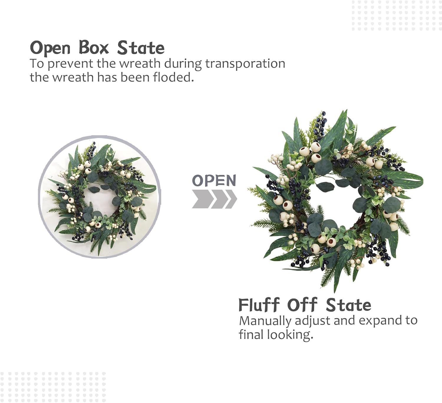 All Season Front Door Wreath 20 Inch - Farmhouse Decor