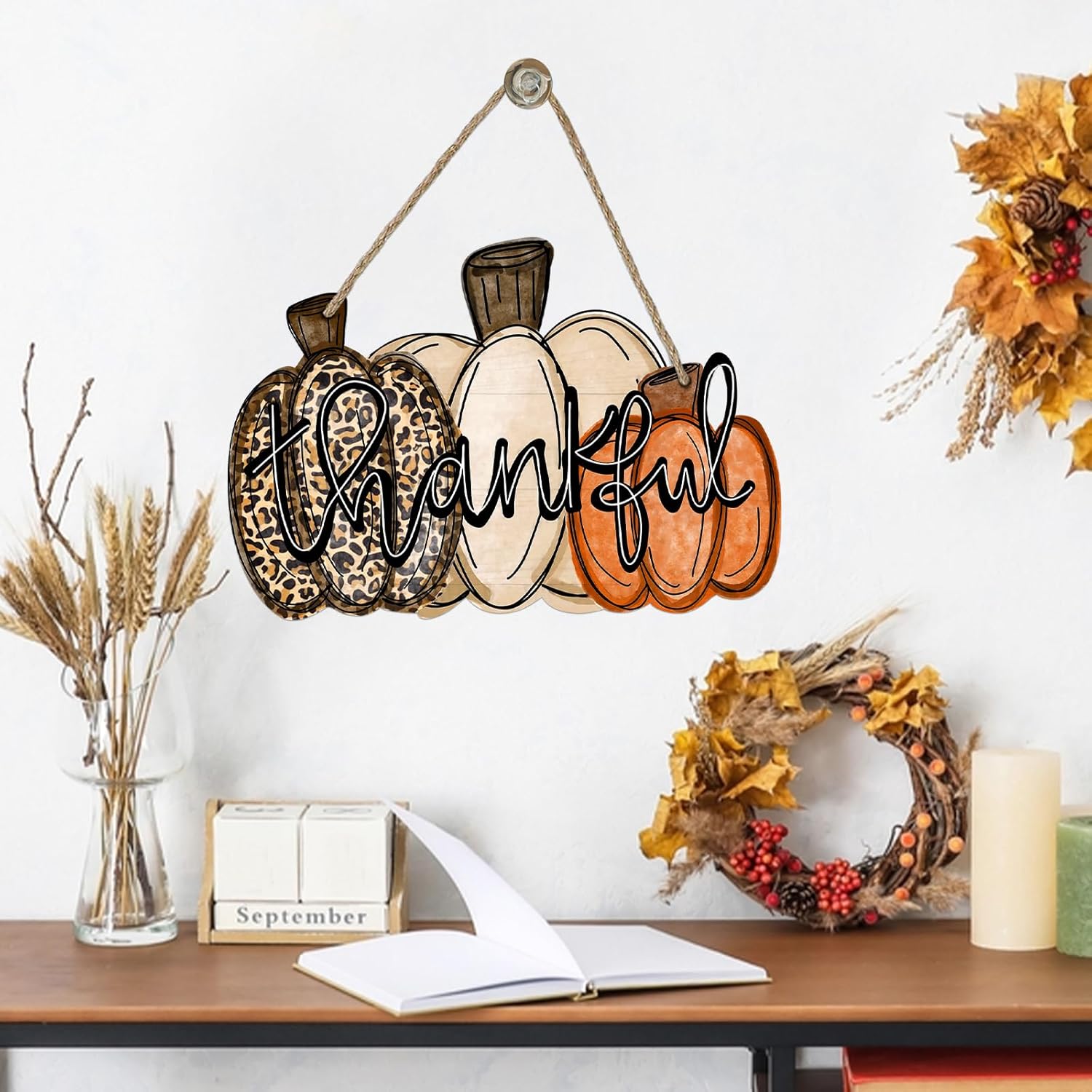 Deroro Fall Pumpkin Door Sign Thanksgiving Decor