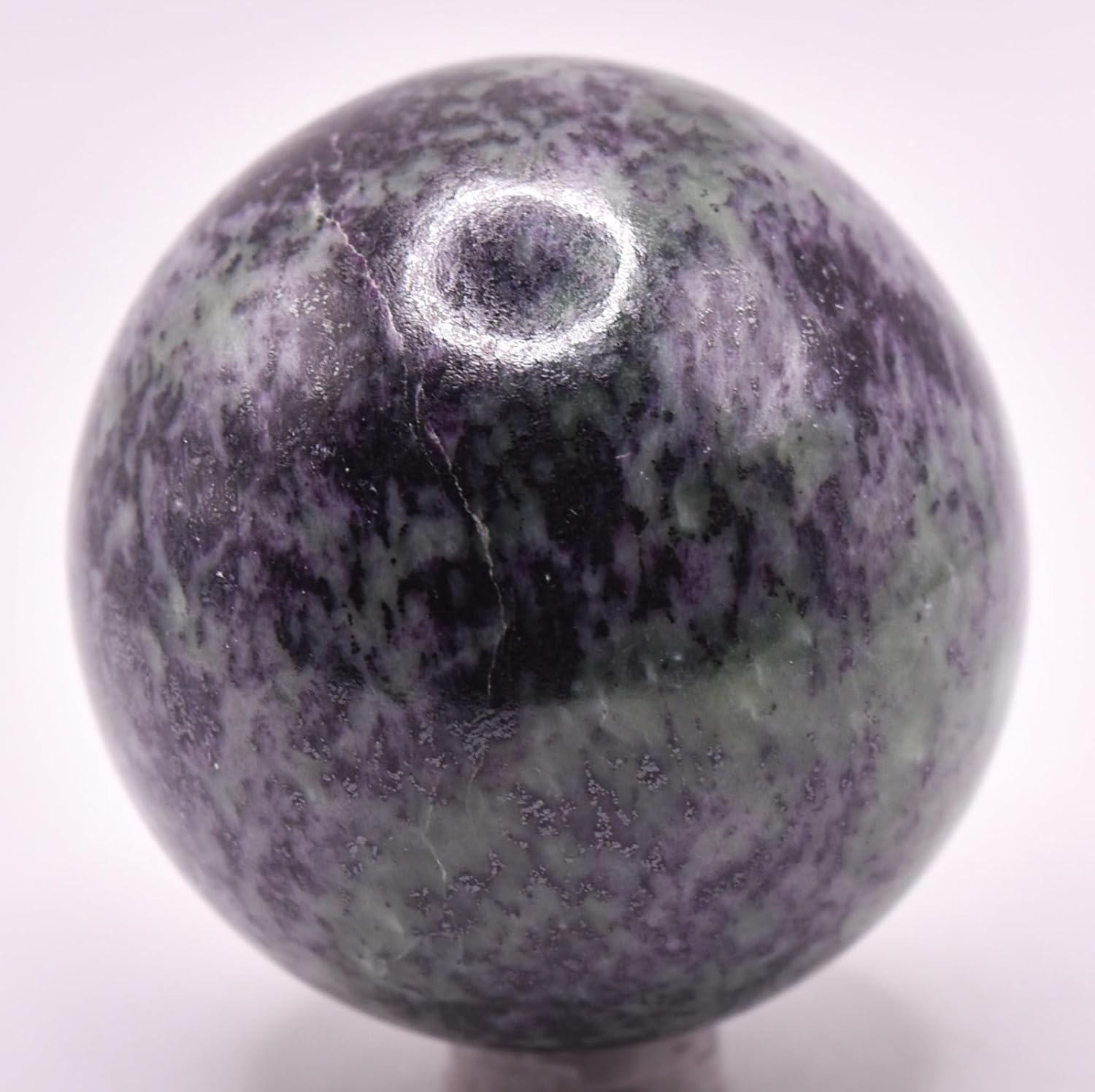 21 Inch Purple Kammererite Sphere with Green Inclusions - India Stand