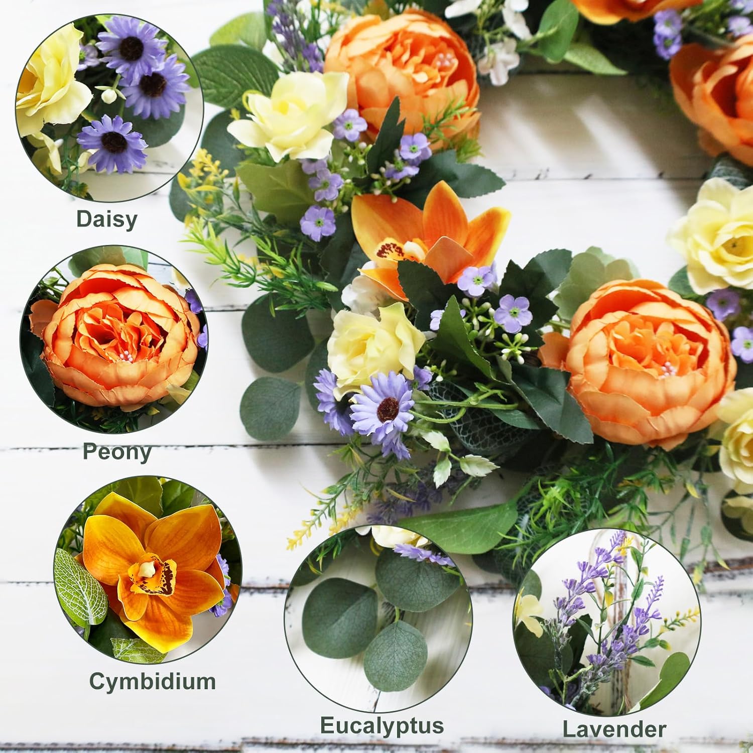 22 Inch Handmade Spring Wreath Front Door Decor