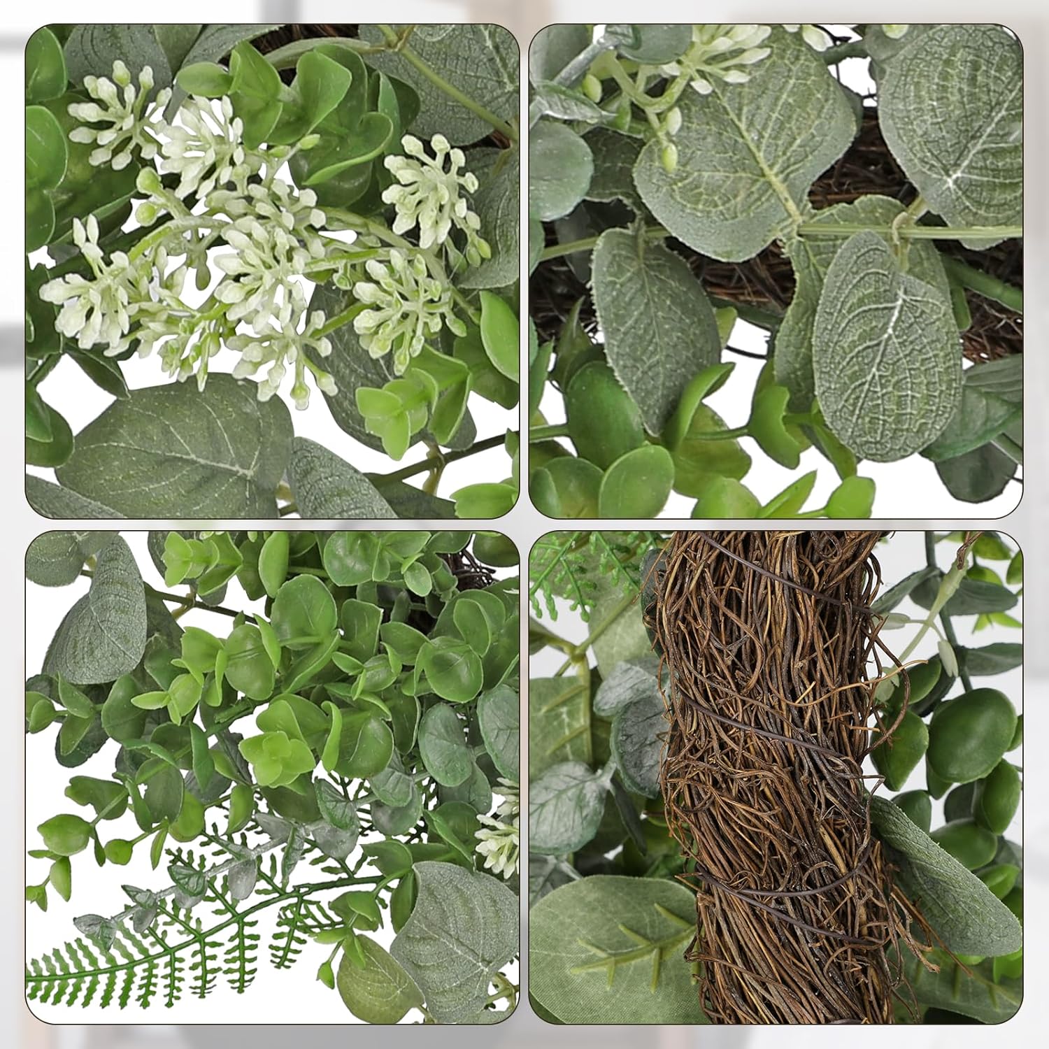 Briful 20in Eucalyptus Door Wreath for Front Door All Seasons Home Decor