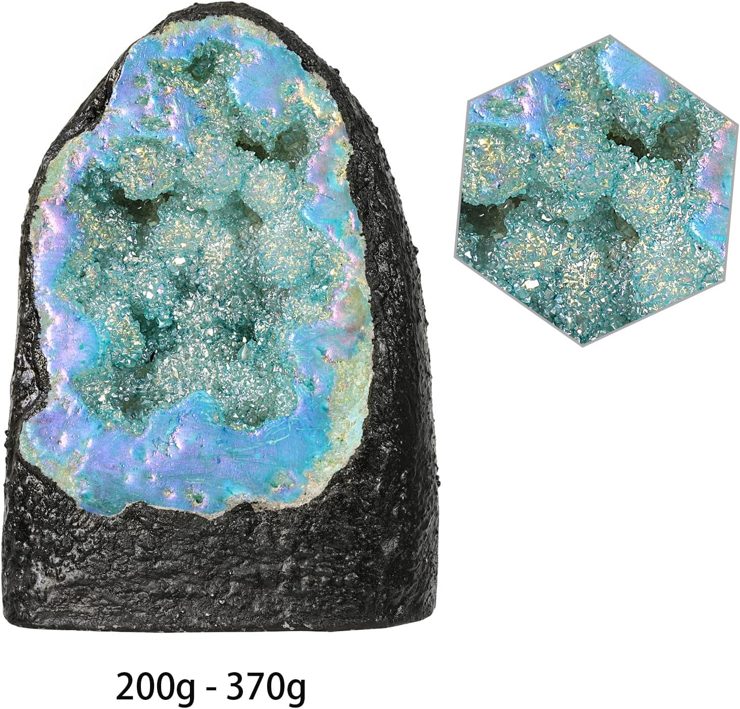 Rockcloud Blue Titanium Coated Crystal Geode for Home Office Decoration