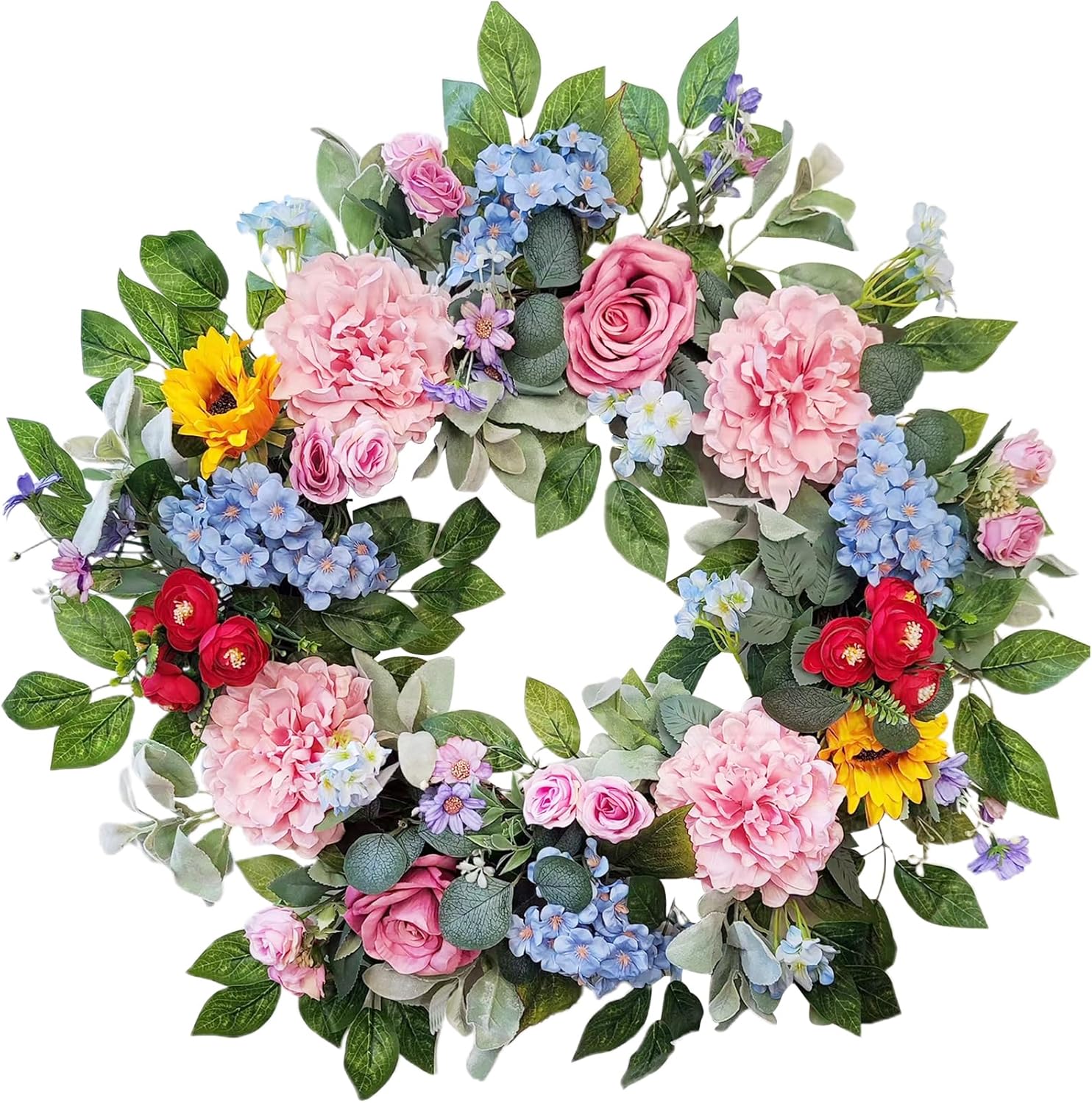 24 Inch Spring Summer Wreath for Front Door