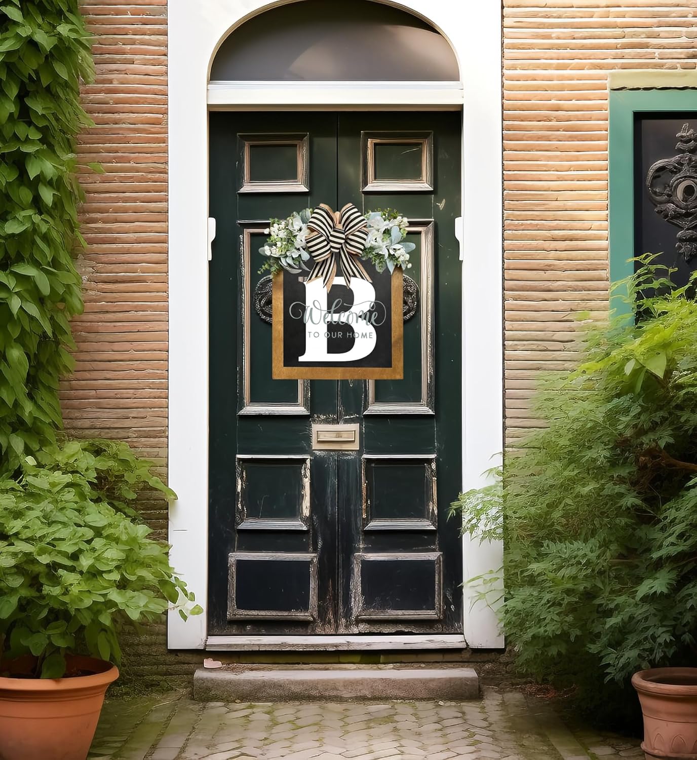 Last Name Year Round Front Door Wreath