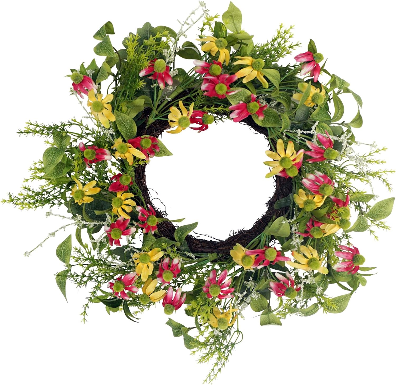 18 Inches Artificial Black-Eyed Daisy Wreath for Front Door