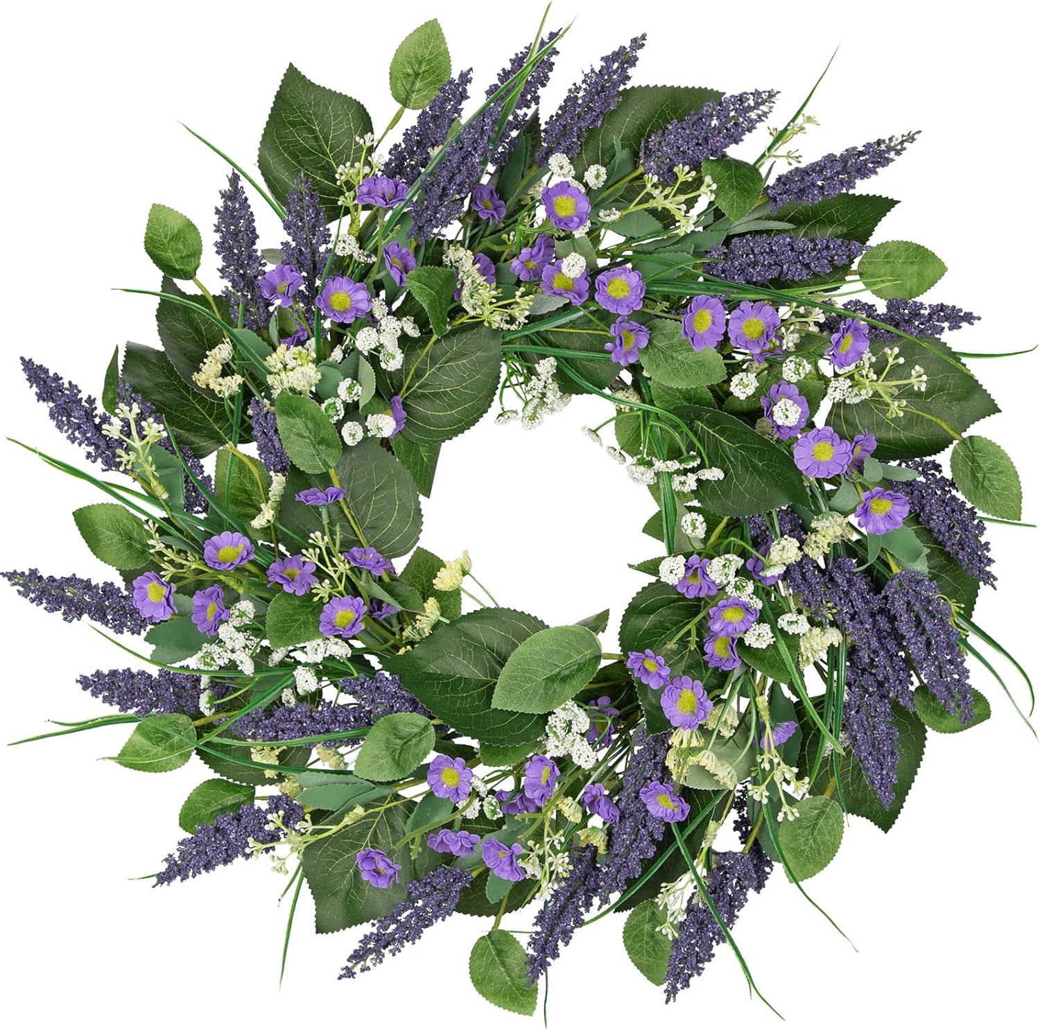 Lavender Wreath for Front Door 20 inch Artificial Farmhouse Decor