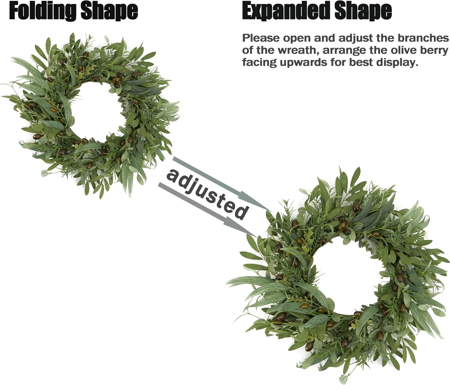 22 Inch Olive Wreath Front Door Decor
