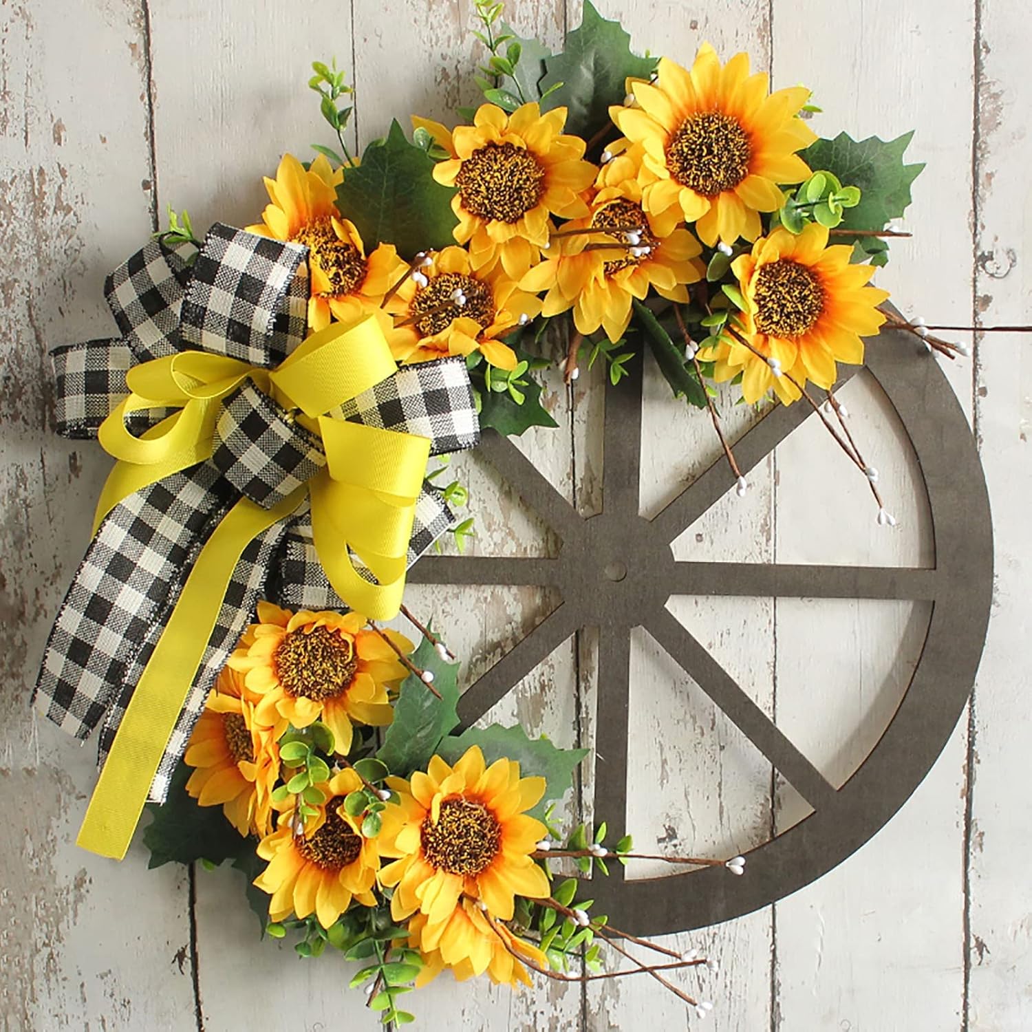 Summer Sunflower Bee Wreath for Front Door Decor