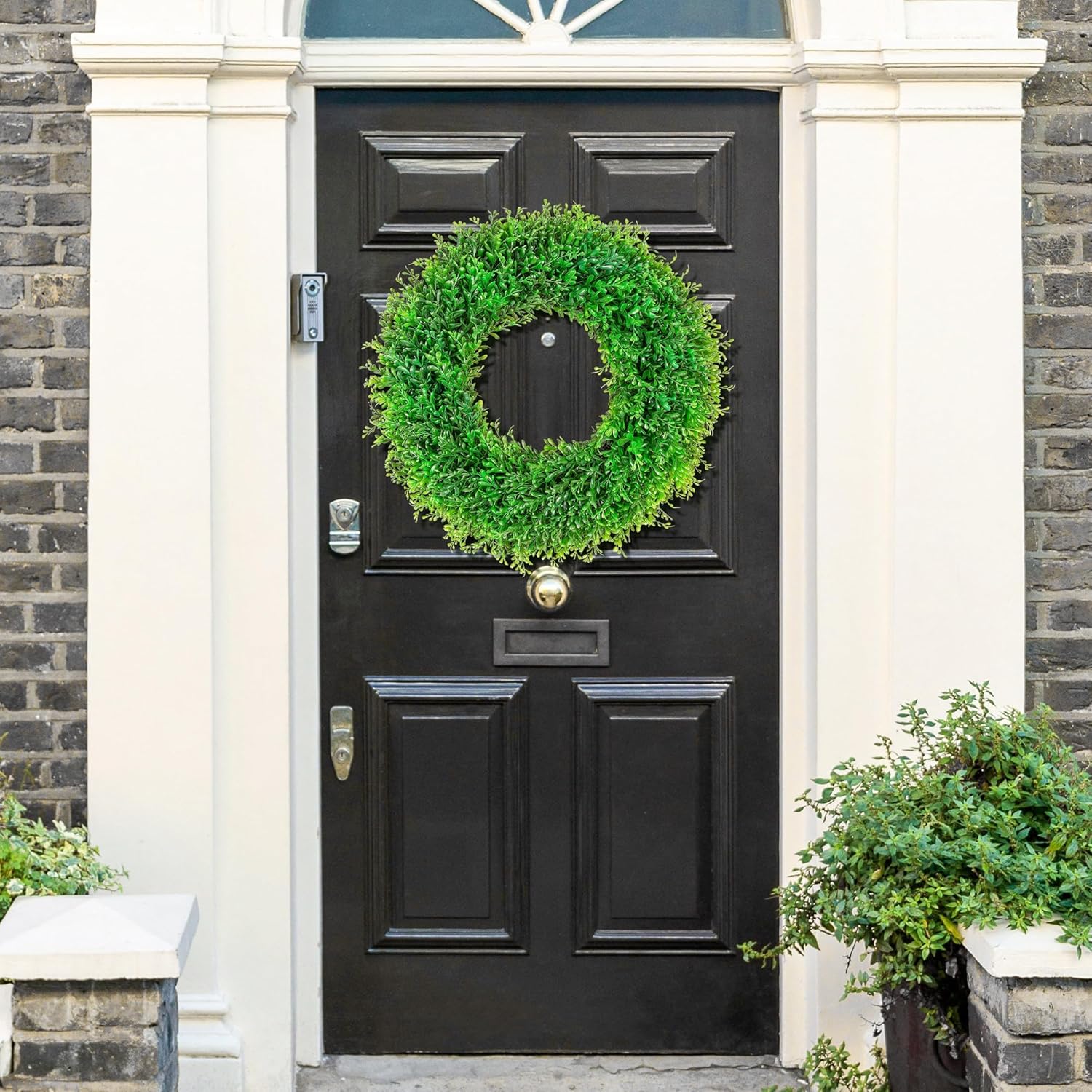 22 Inch Artificial Boxwood Wreath Decor for Front Door and More