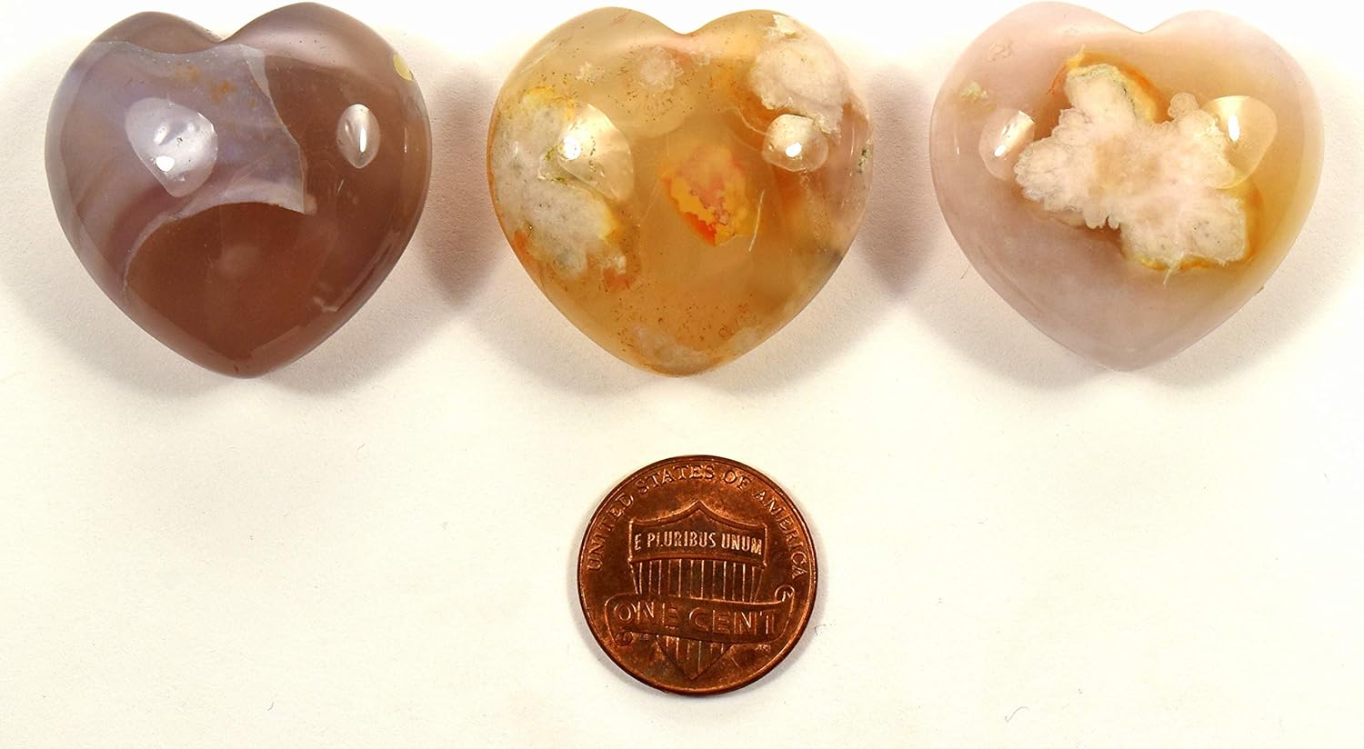 Pair 30mm Multicolored Agate Heart Gemstone