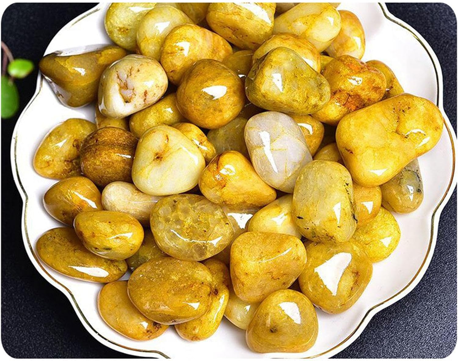 22 Pound Tumbled Yellow Jade Stones - Reiki Crystal Decor Stones for Indoor Fountain