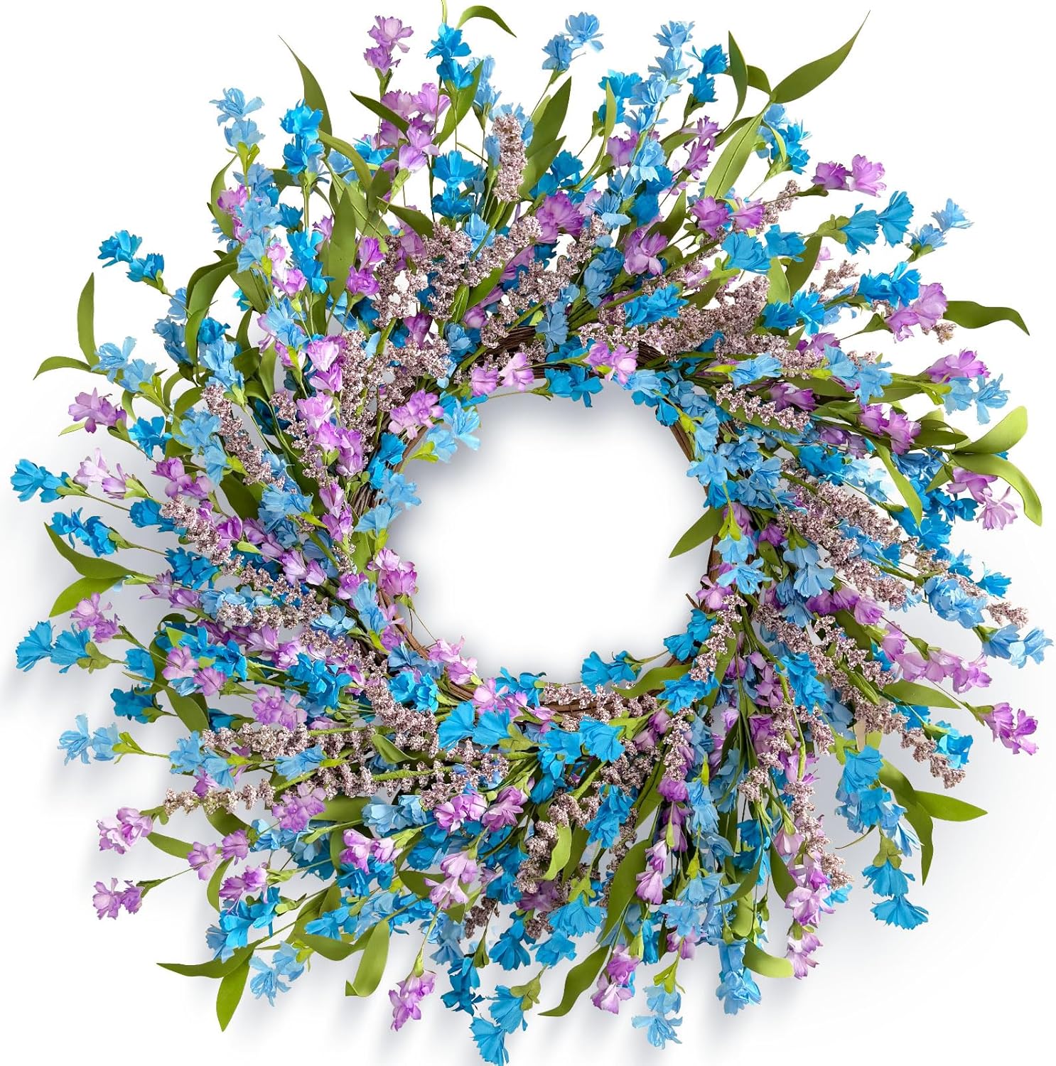 24 Inch Blue Wreath for Front Door and Window Decor