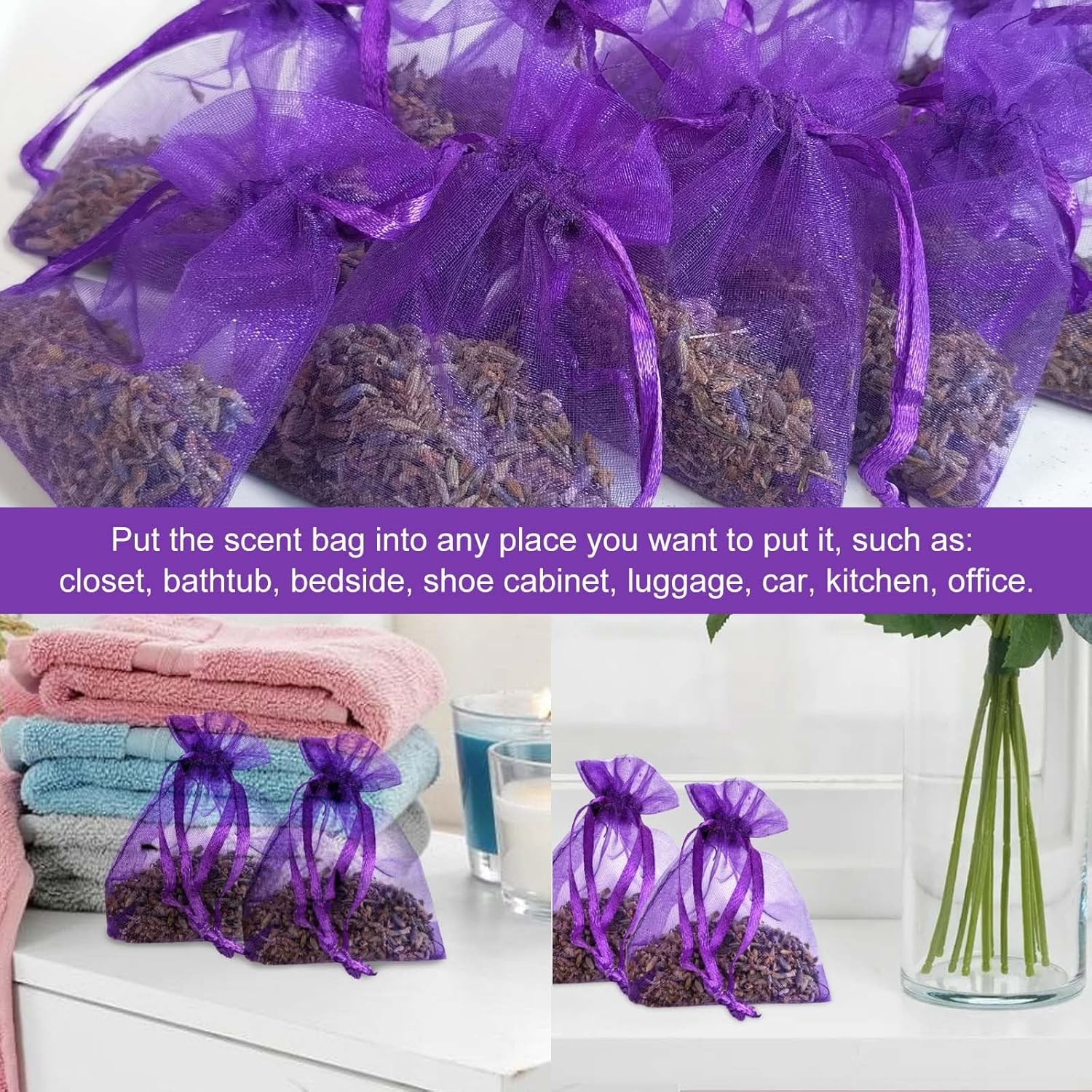 HELLORSO 10 Pack Lavender Sachet Bags for Drawers Closets