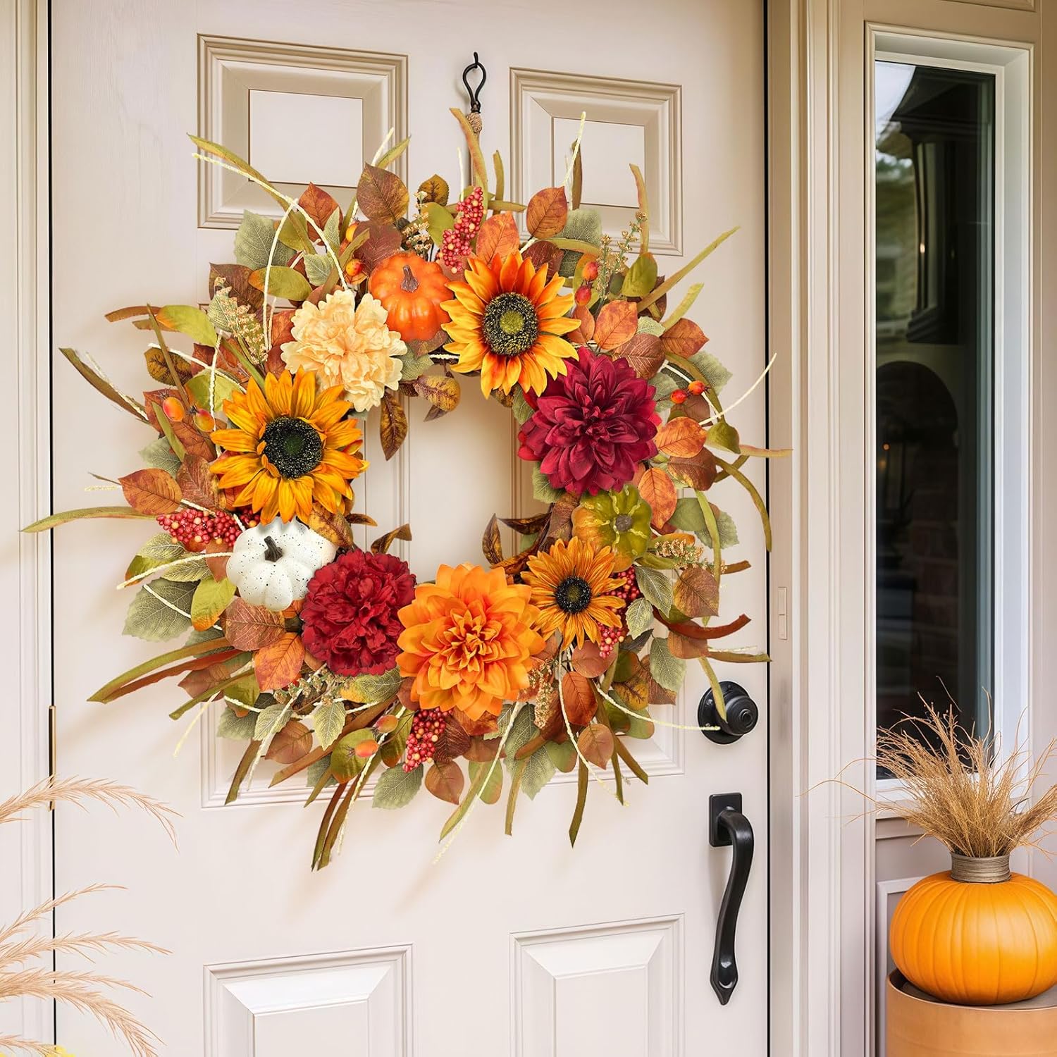 ICX 24-26 Inch Fall Wreath Front Door Decor