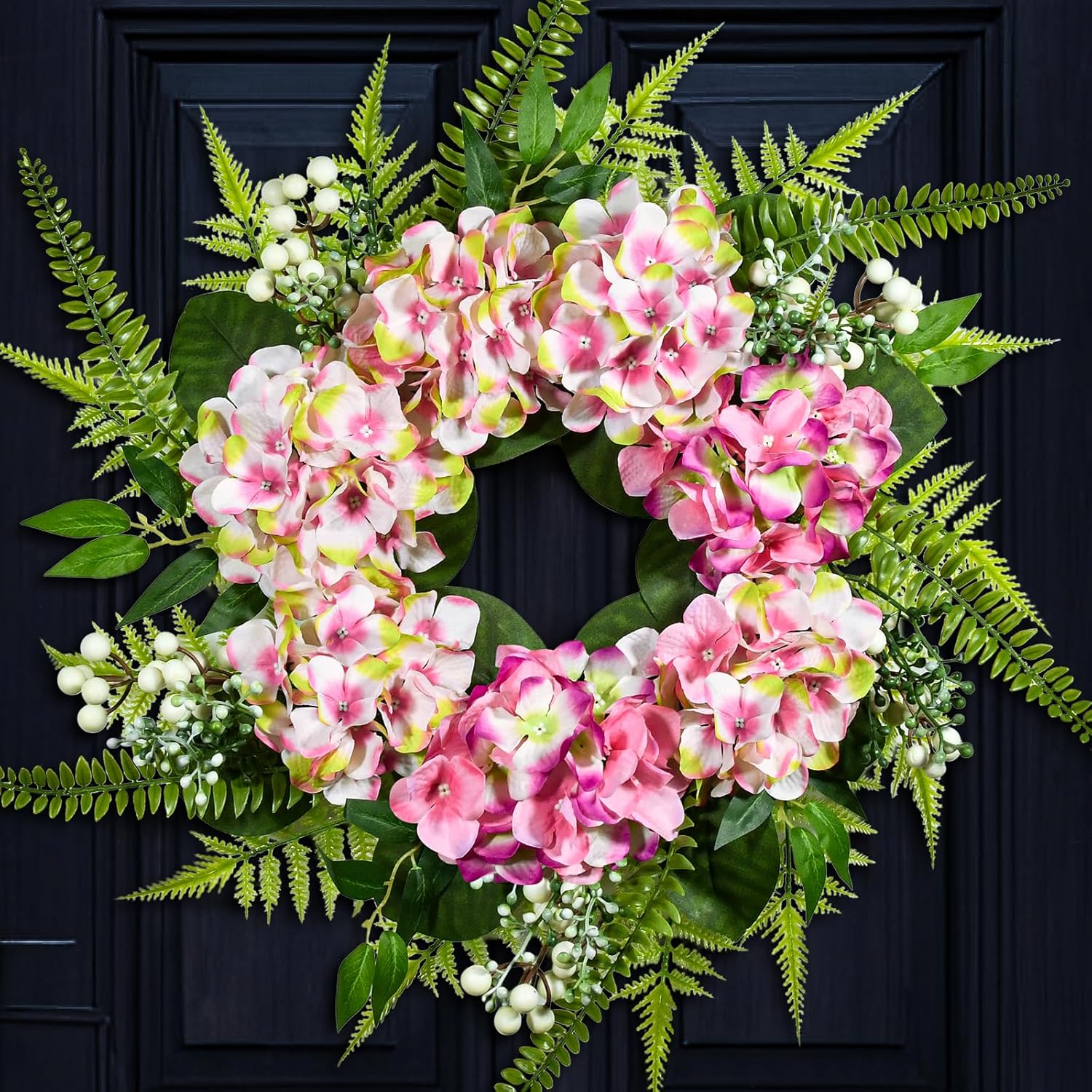 25 Inch Ombre Hydrangea Wreath for Front Door Decor