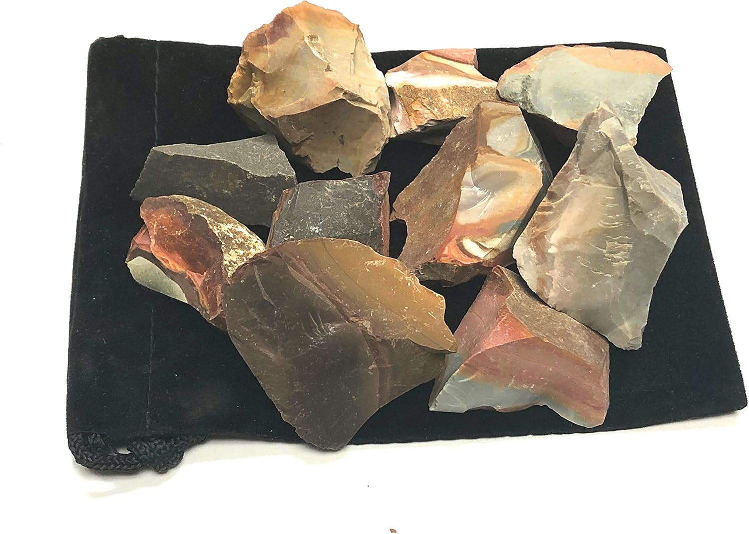 Natural Rough Desert Jasper Stones with Velvet Bag - 1 Pound