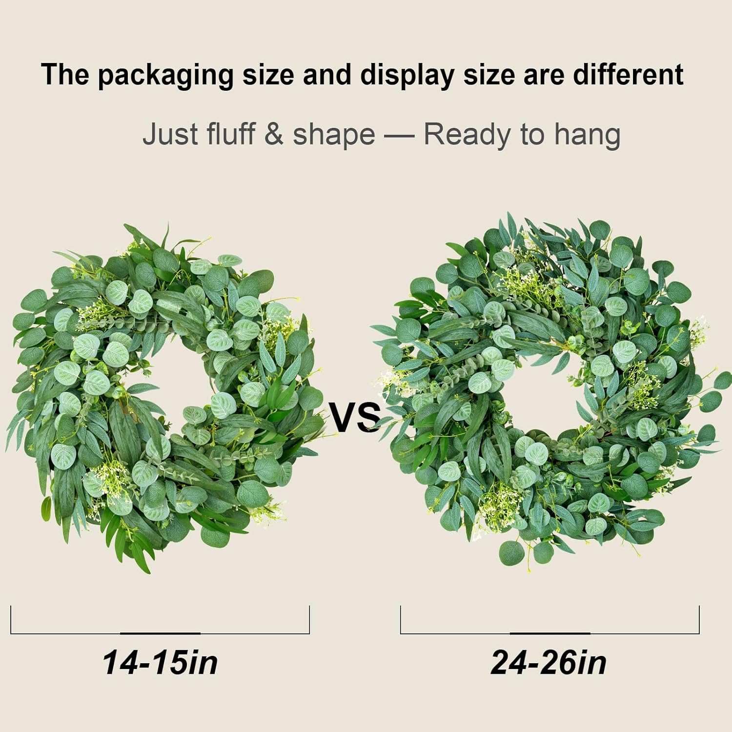 26 Inch Eucalyptus Wreath for Front Door Year Round