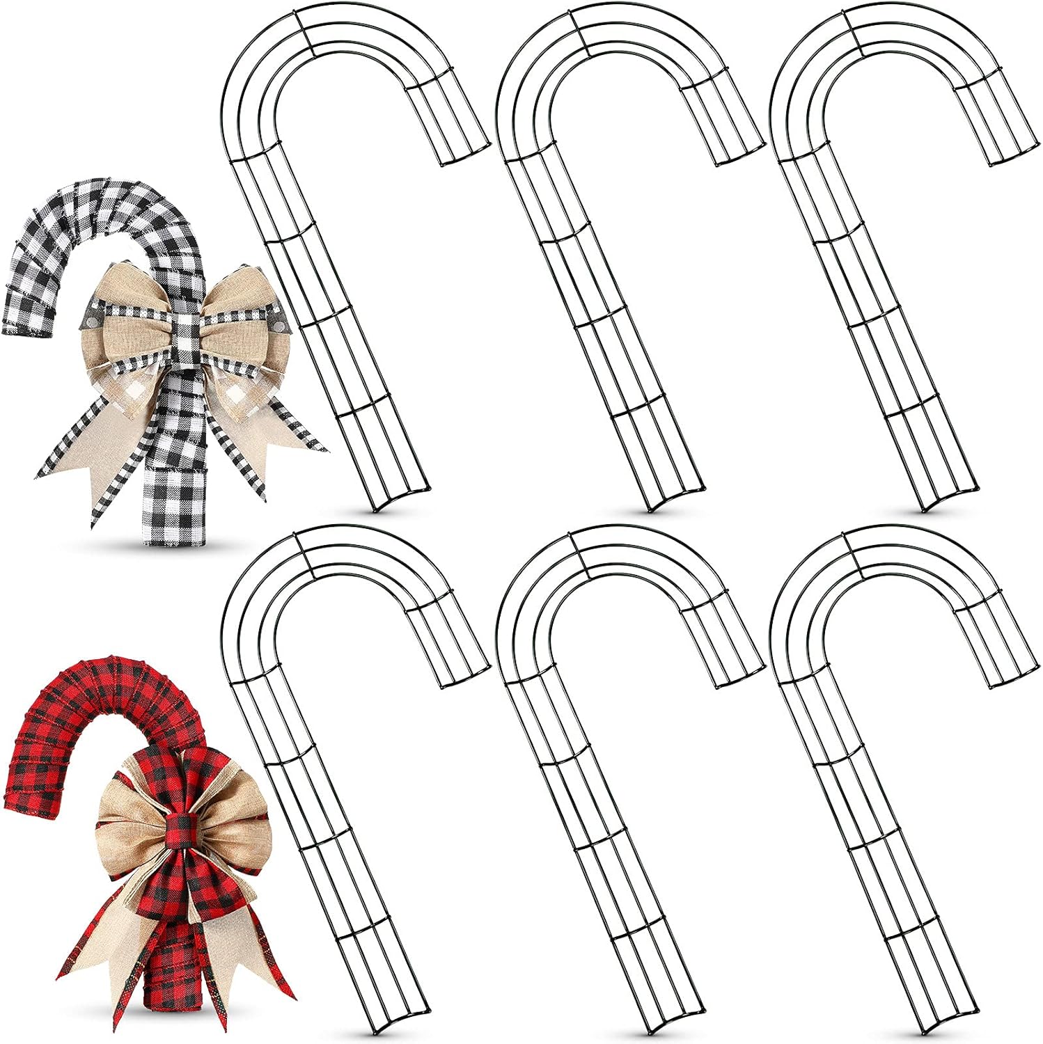 6 Piece Candy Cane Wire Wreath Frame for DIY Holiday Decoration