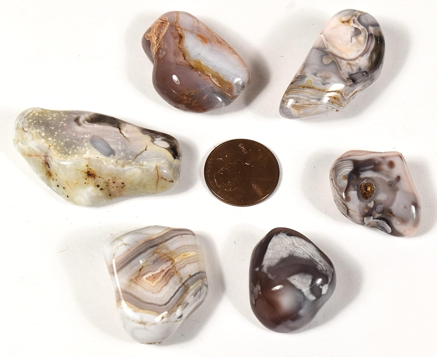 10pcs Pink Botswana Agate Tumbled Stones for Fountain Decor