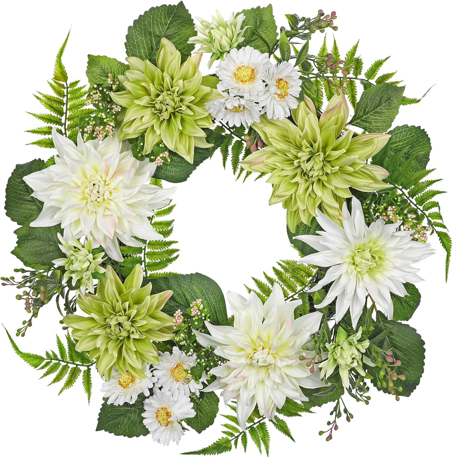 Briful 20in Artificial Dahlia Wreath for Front Door
