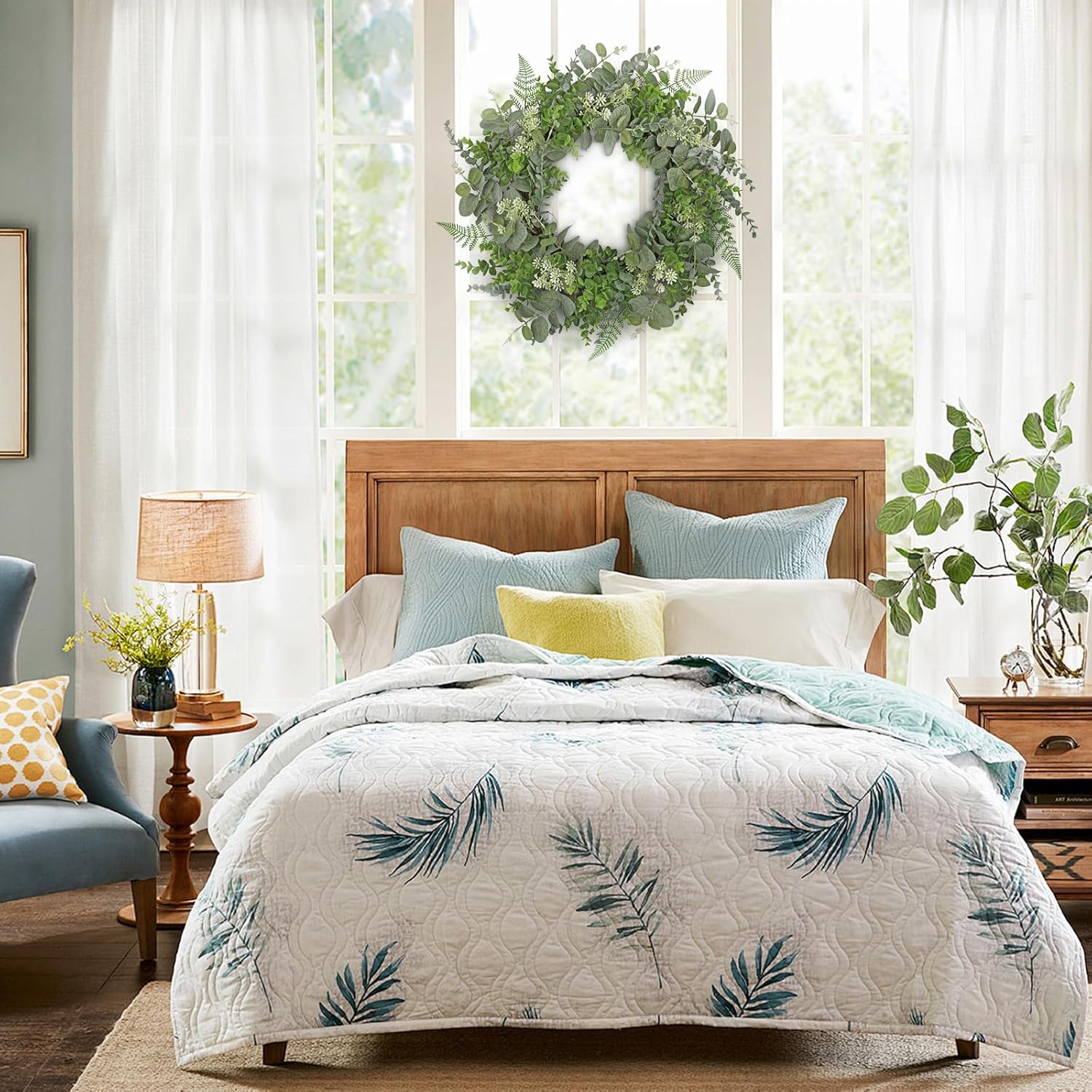 Briful 20in Eucalyptus Door Wreath for Front Door All Seasons Home Decor