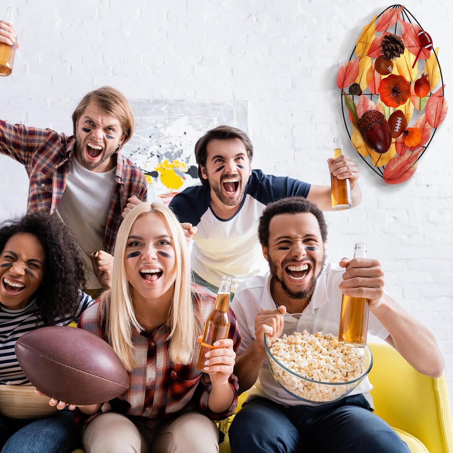 6 Pcs Fall Football Decorations 12 Inch Metal Wreath Frame for Sports Party DIY