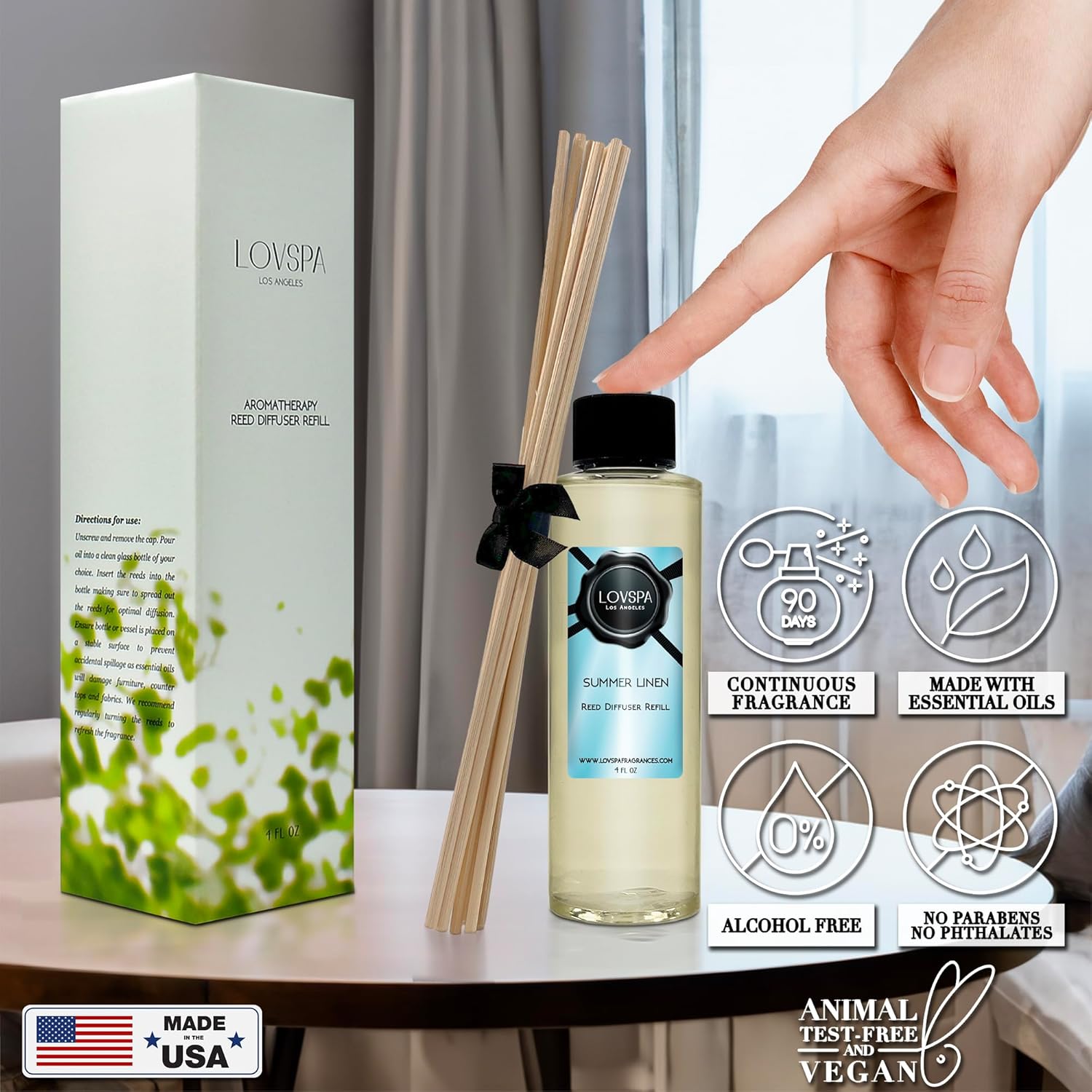 LOVSPA Summer Linen Diffuser Oil Refill with Replacement Reeds