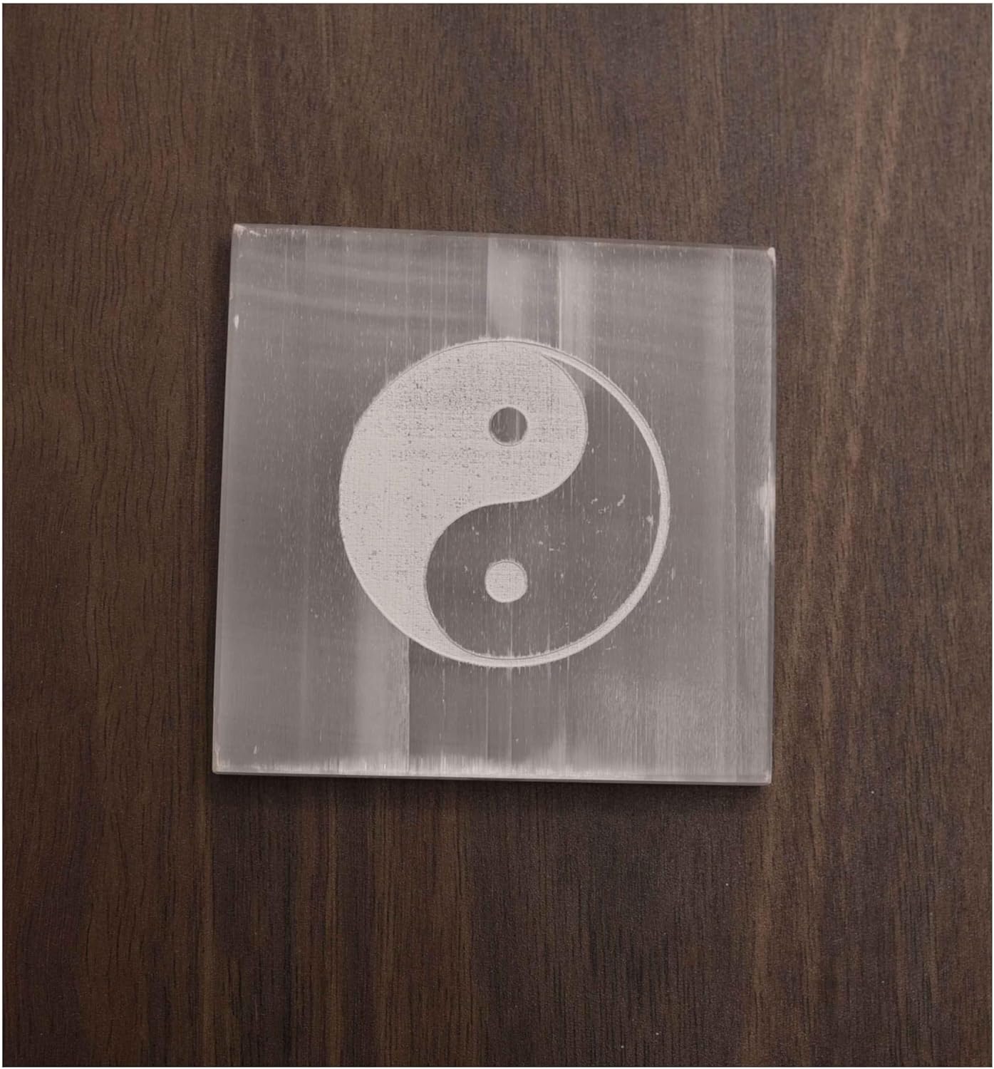 Yin Yang Symbol Selenite Square Plate