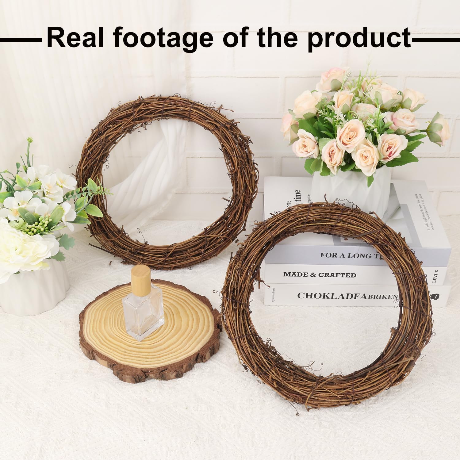 7PCS 10 Inch Natural Rattan Wreaths for Decor