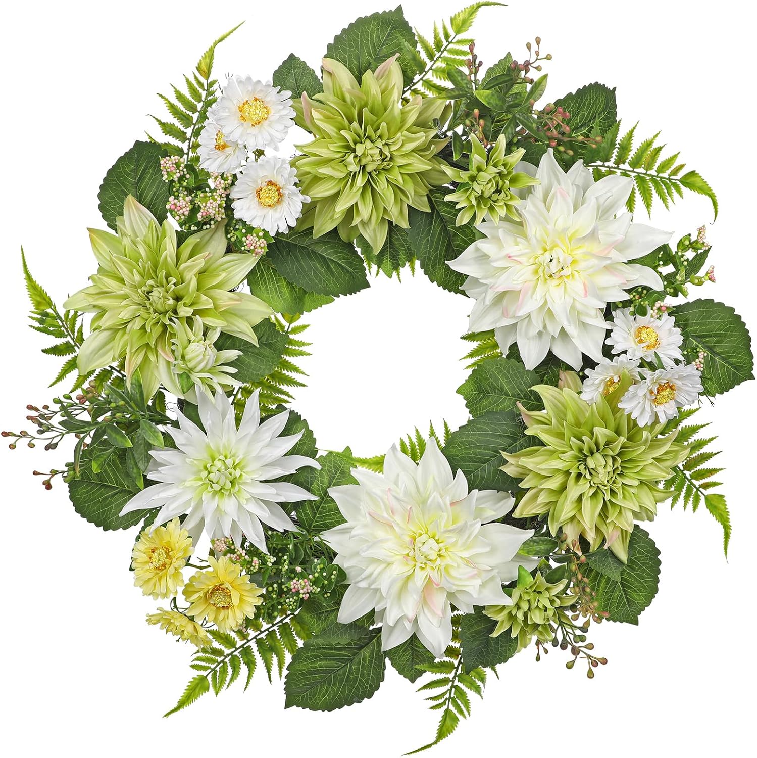 Briful 24 Inch Artificial Dahlia Flower Wreath