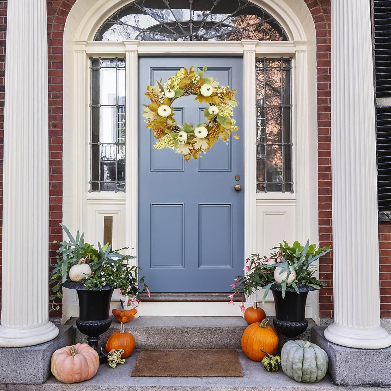 22 Inch Artificial Fall Wreath Autumn Door Decor