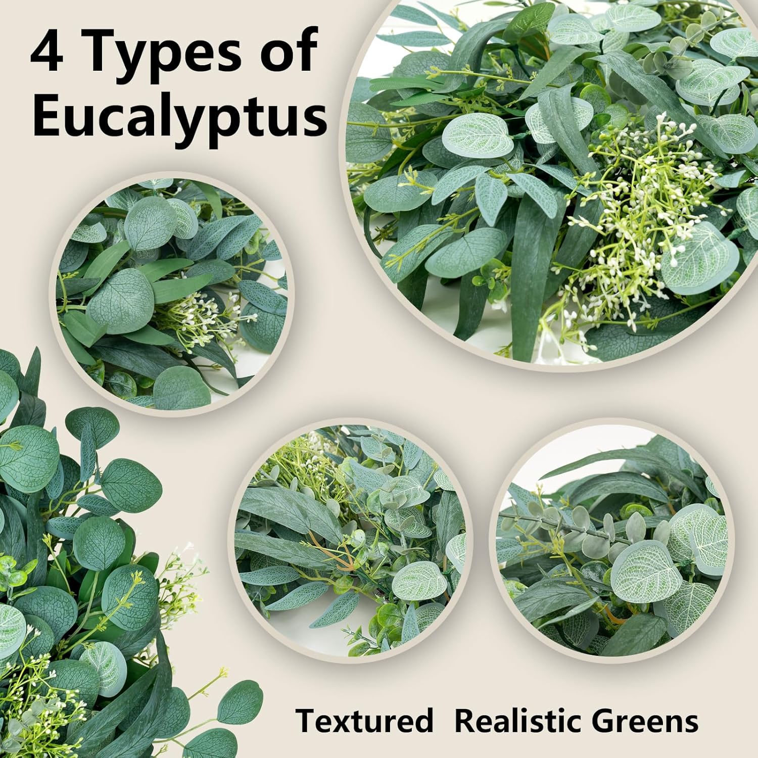 26 Inch Eucalyptus Wreath for Front Door Year Round