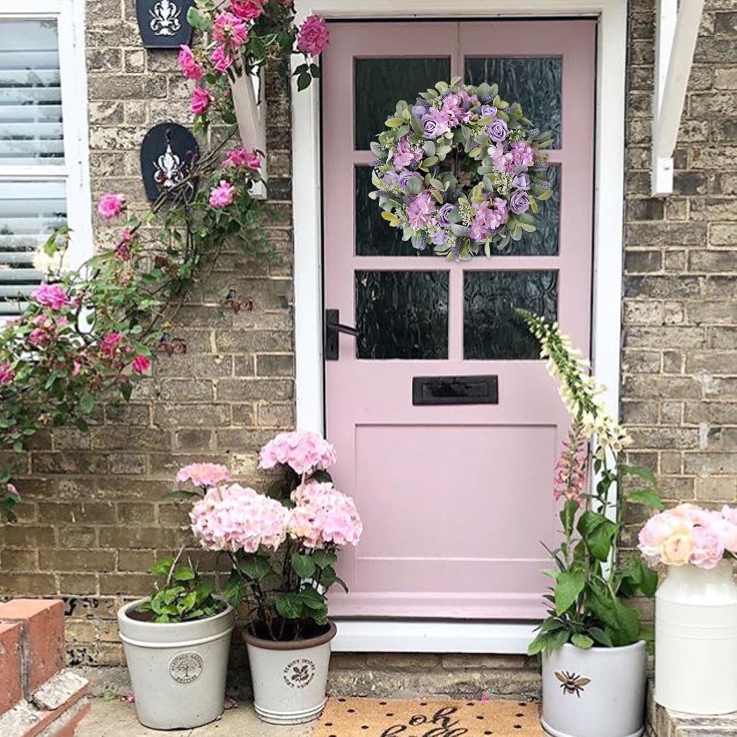 Artificial Spring Wreath 22 Inches Front Door Decor