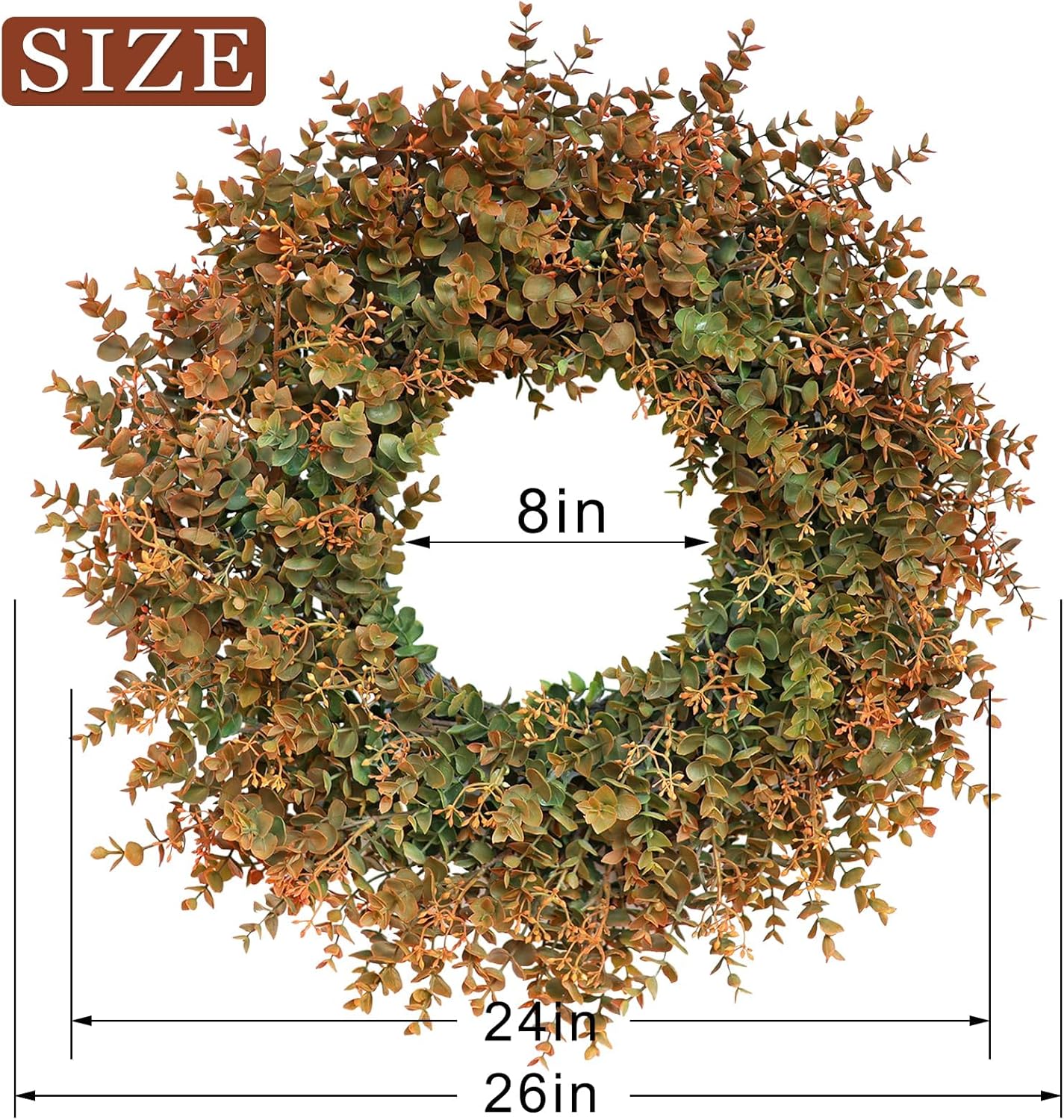 26 Inch Fall Wreath for Front Door Outdoor Decor