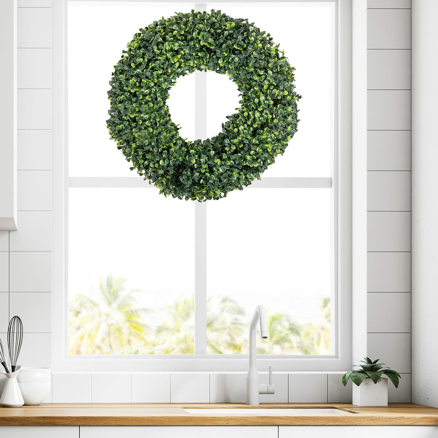 Boxwood Wreath 165 Inch UV Resistant All Season Decor