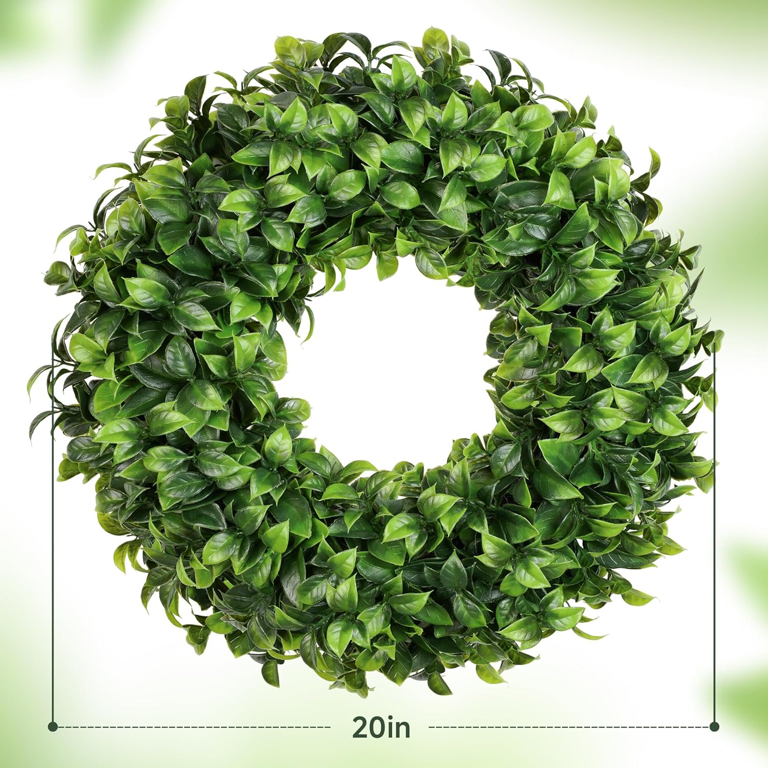 20 Inch Boxwood Wreath with Hello Sign for Front Door