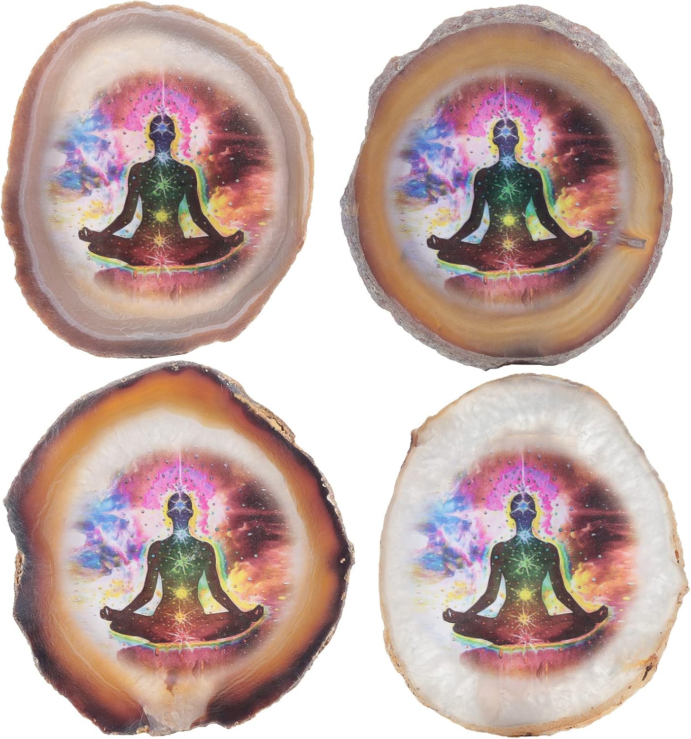 Tumbeelluwa 7 Chakra Agate Slice with Stand
