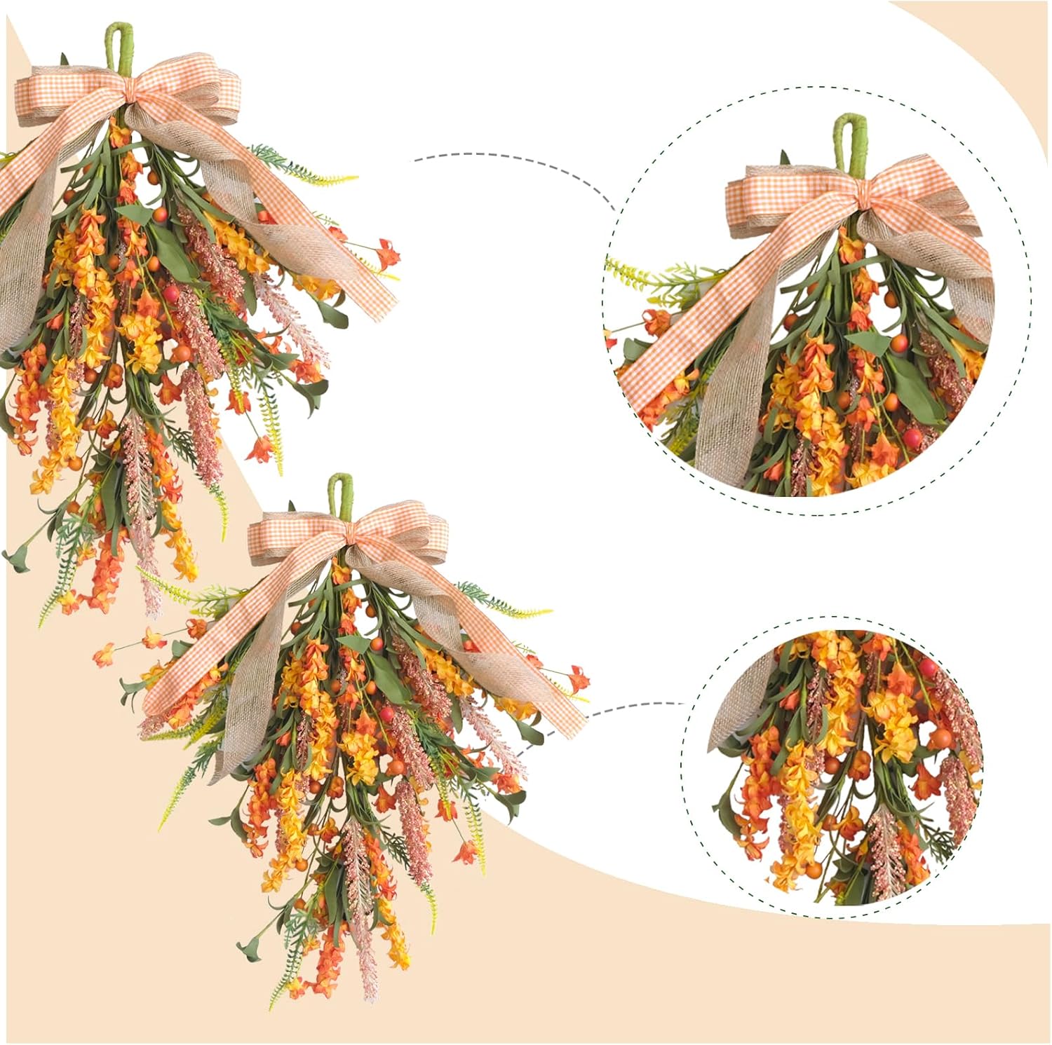 Set of 2 Fall Swags with Artificial Flowers and Berries