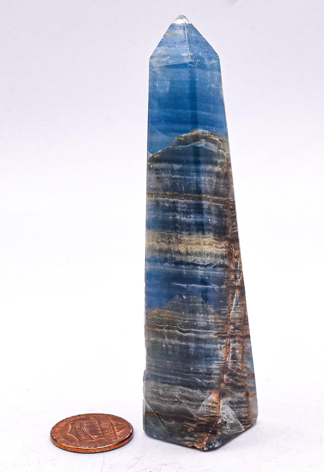 HQRP 37 Inch Blue Banded Onyx Obelisk Natural Decor Specimen Tower