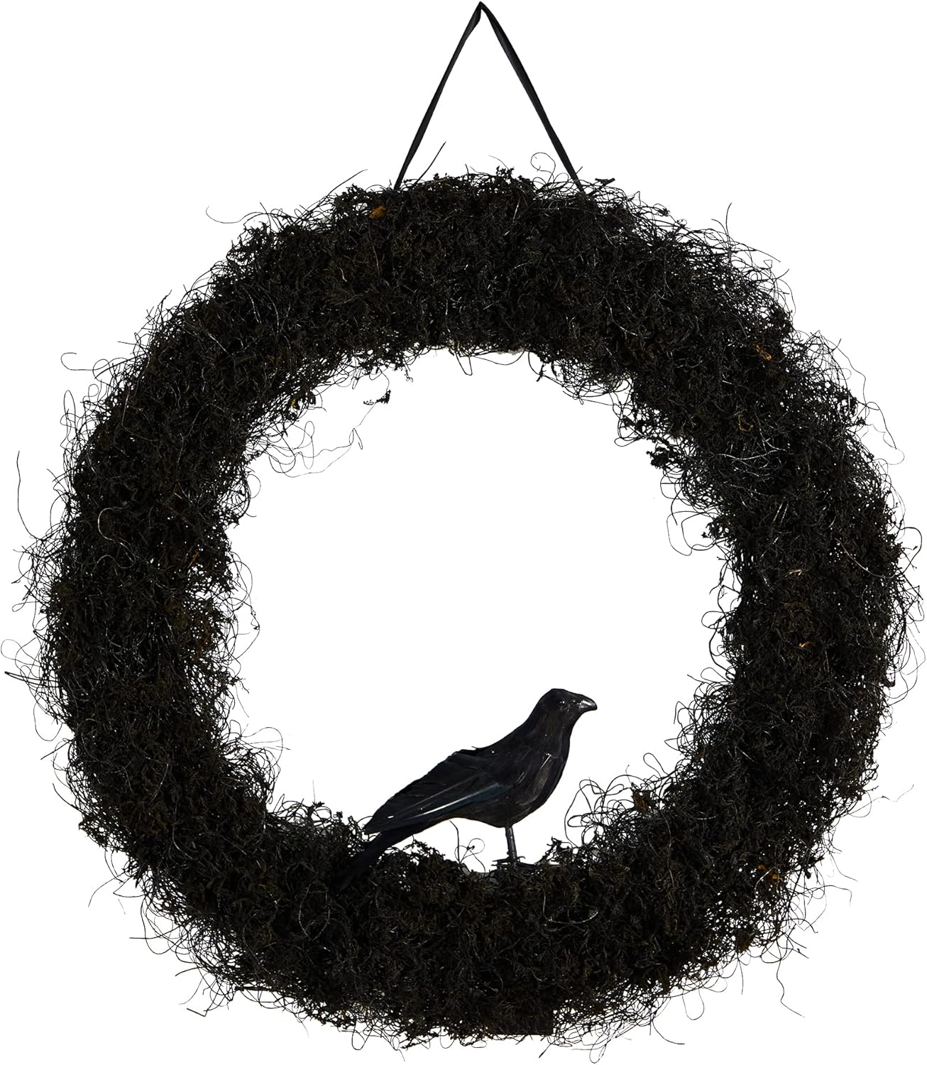 Nearly Natural 30in Halloween Black Raven Wreath