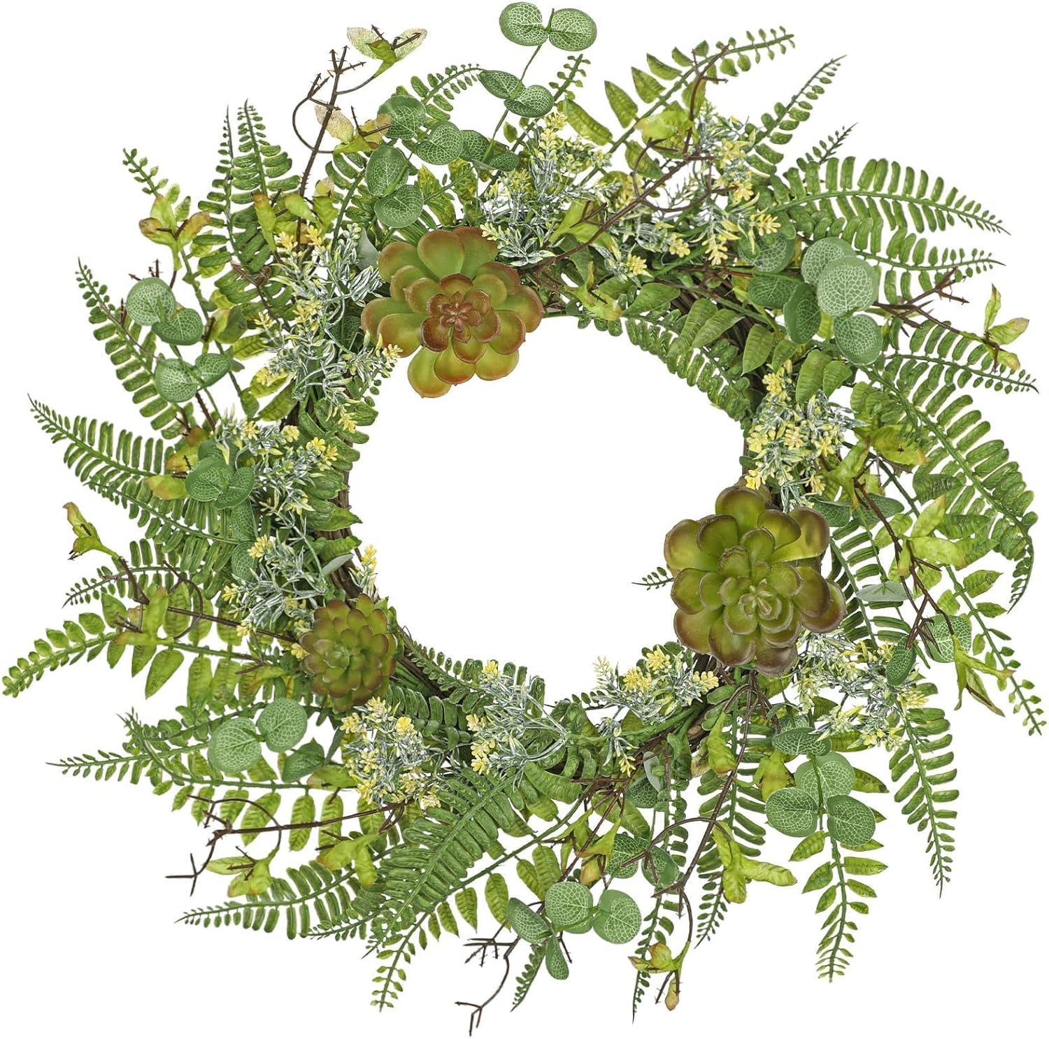 24 Inch Artificial Fern Wreath for Front Door
