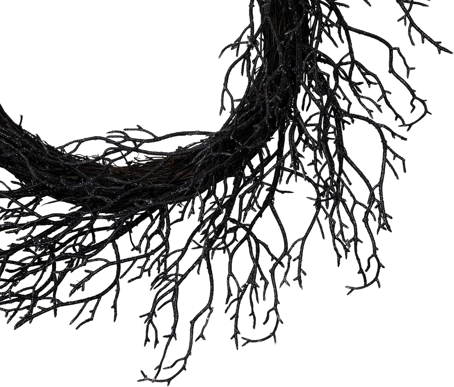 Northlight Glittered Twig Artificial Halloween Wreath - 24 Black