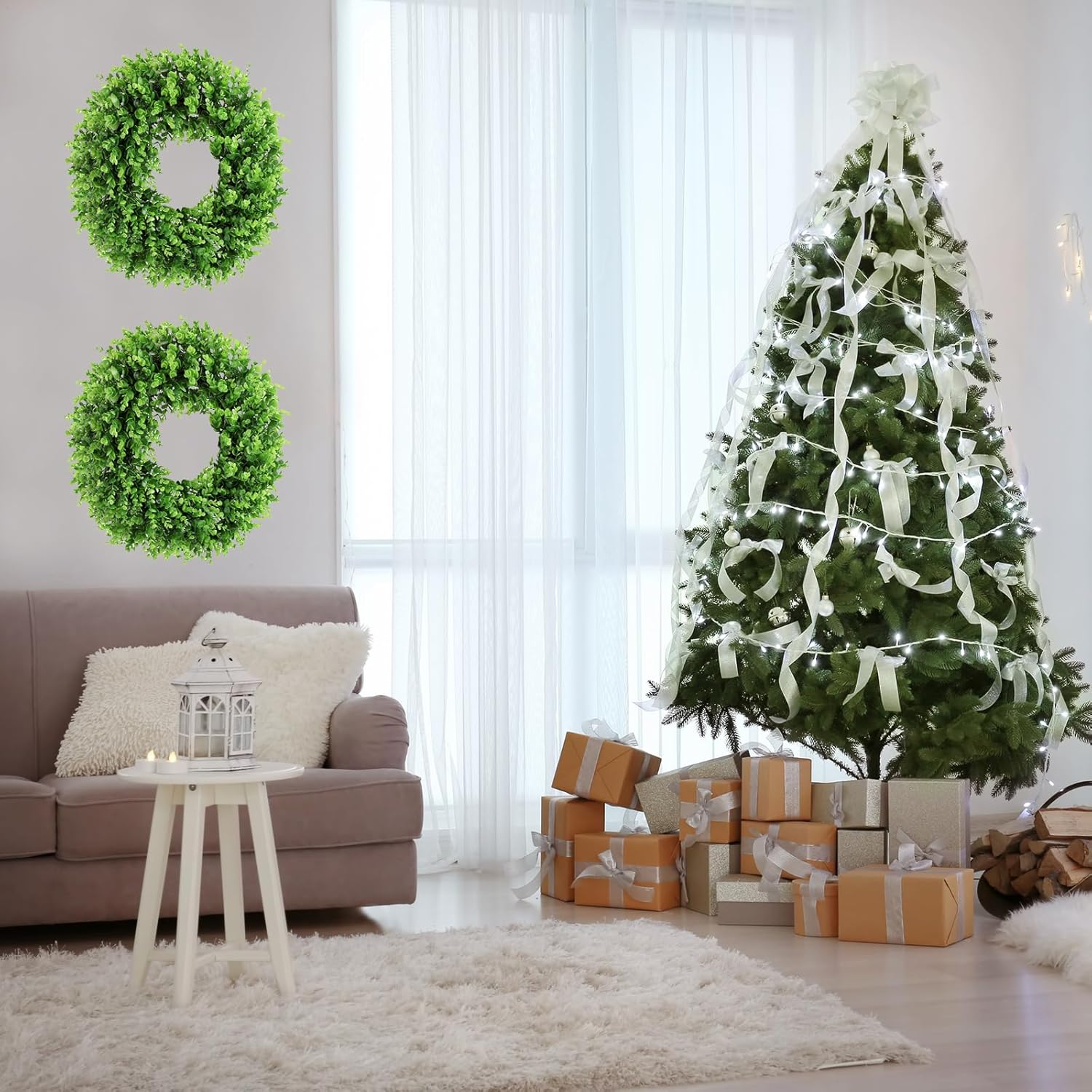 20 Inch Preserved Boxwood Wreath for Front Door