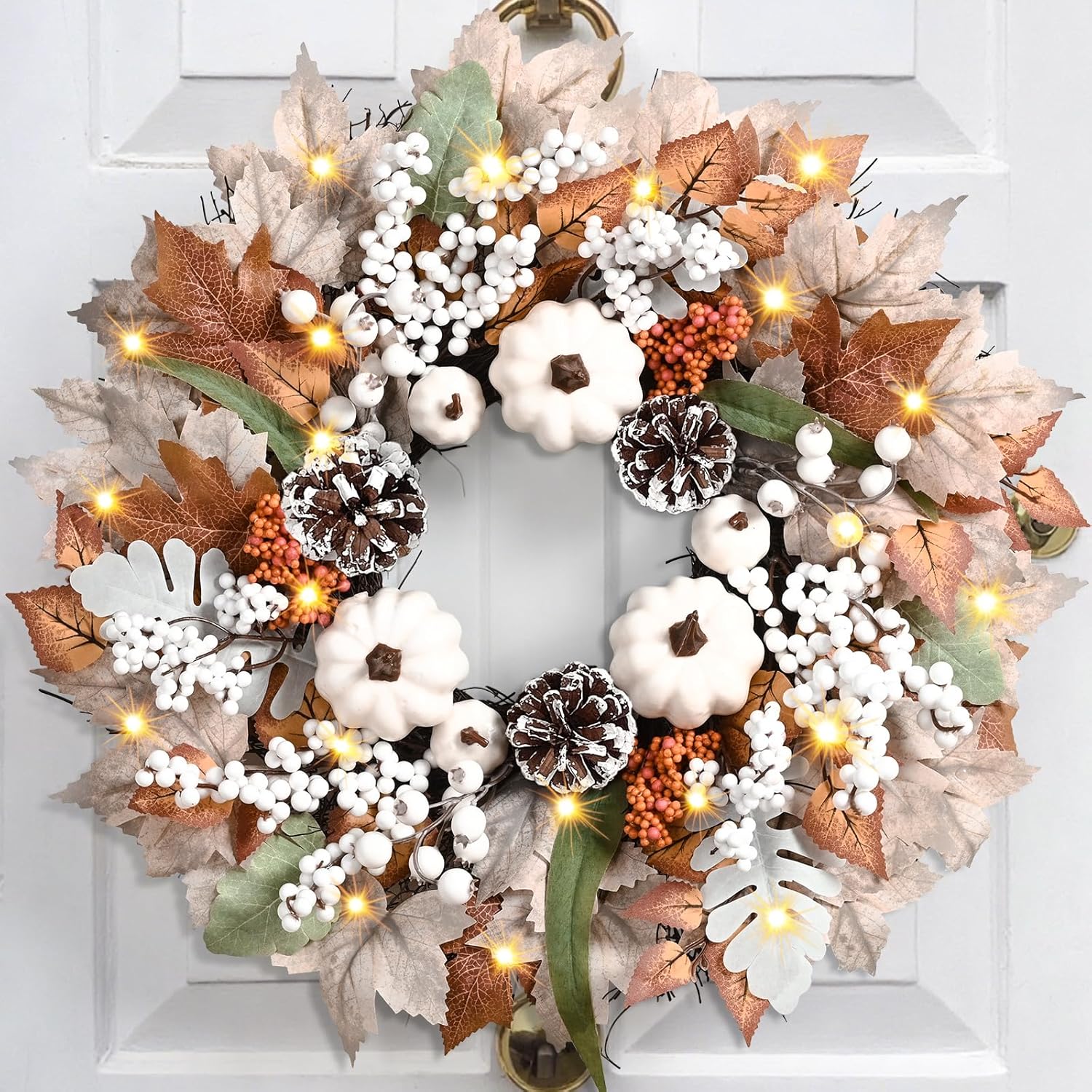 Fall Decorations for Home 20 Inch Wreath with Lights